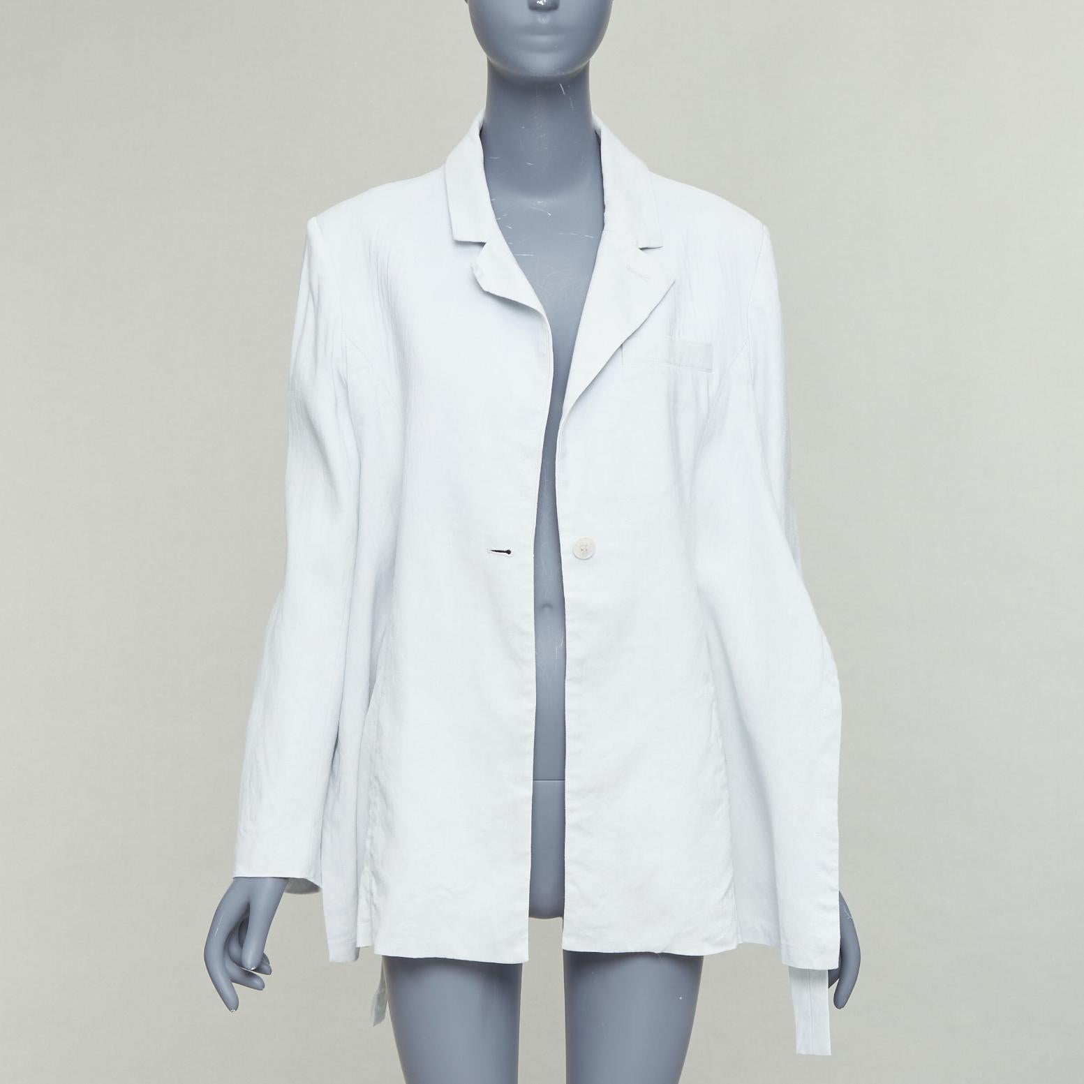 Gray JACQUEMUS Le Coup De Soleil blue hemp virgin wool blend blazer FR34 XS For Sale