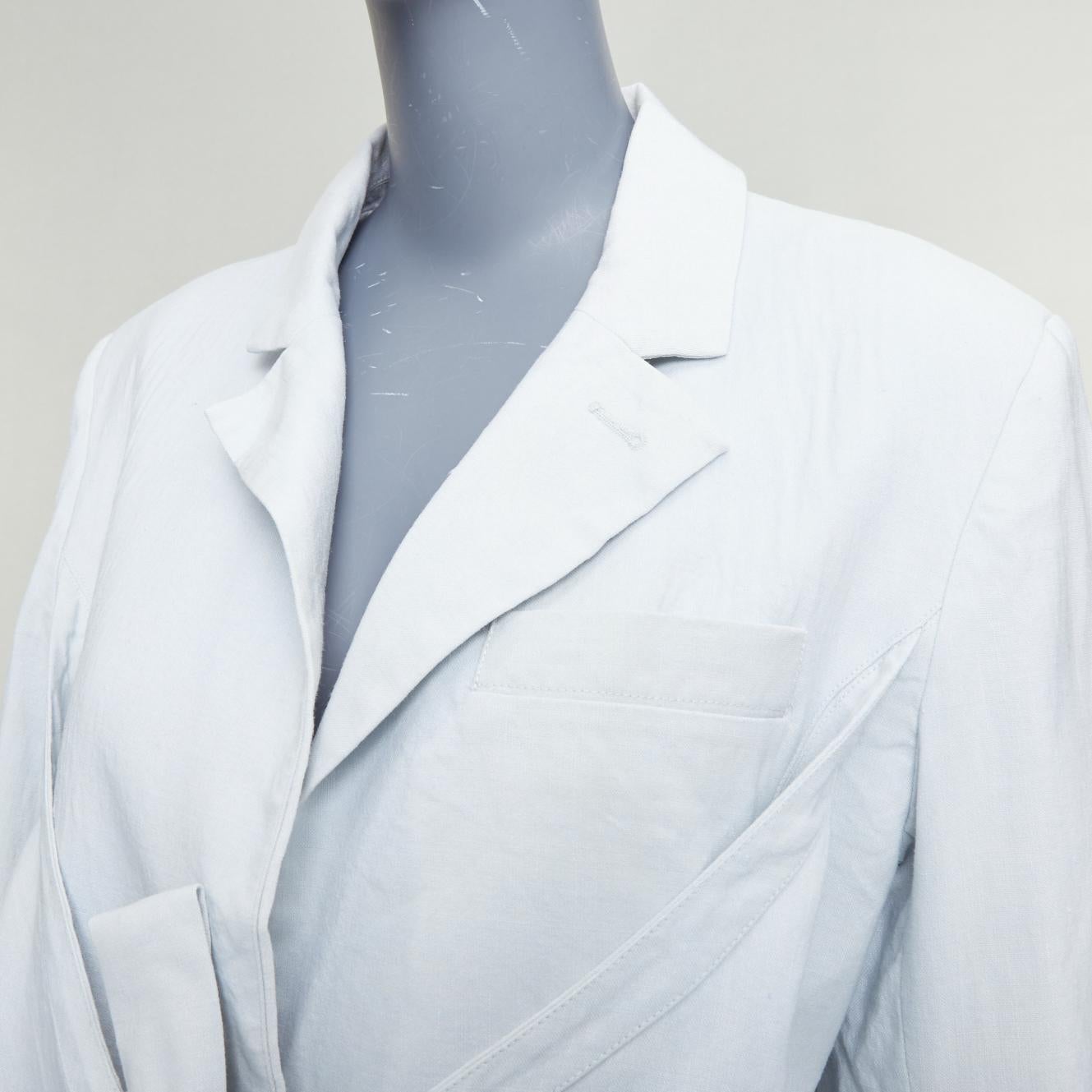 JACQUEMUS Le Coup De Soleil blue hemp virgin wool blend blazer FR34 XS For Sale 3