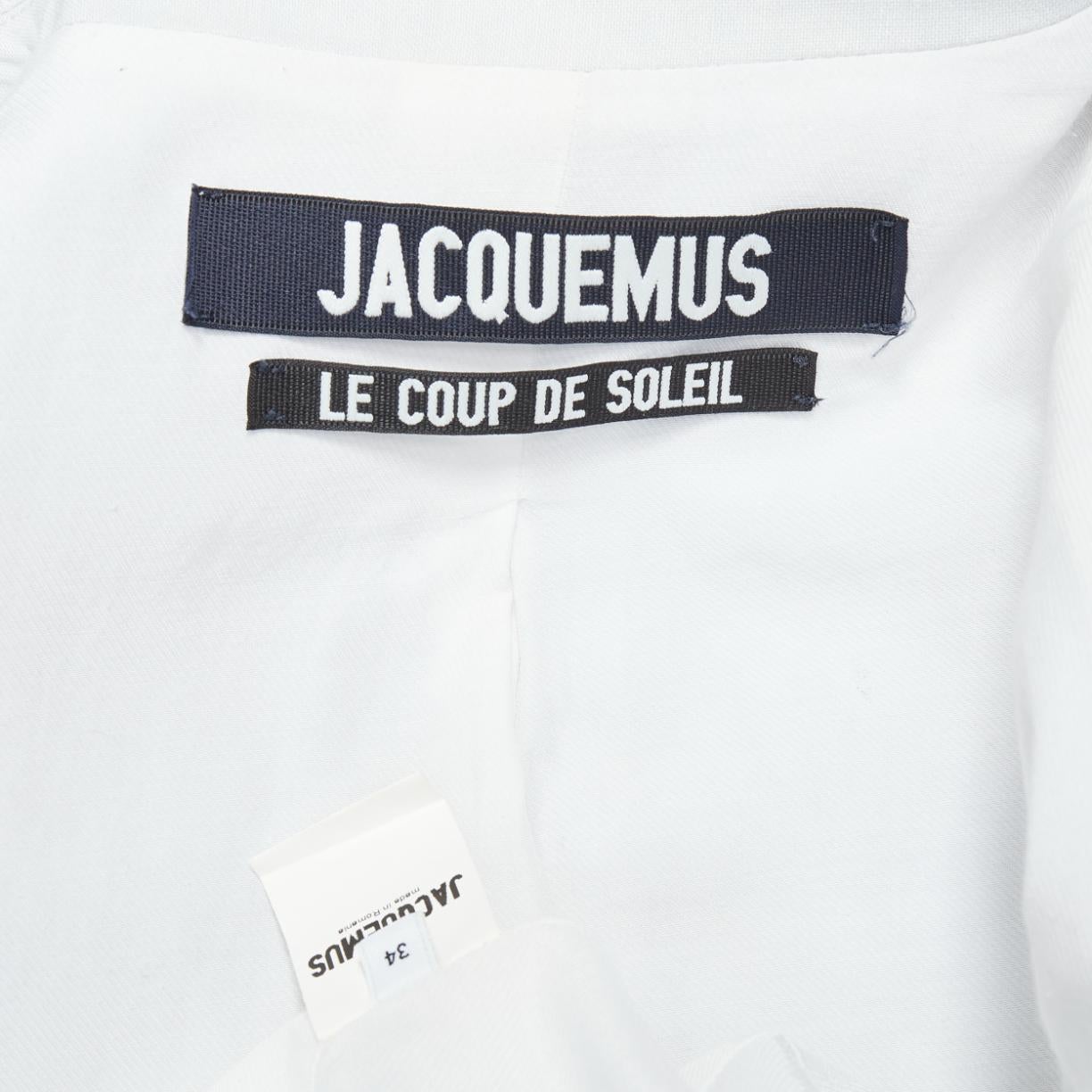 JACQUEMUS Le Coup De Soleil blue hemp virgin wool blend blazer FR34 XS For Sale 4