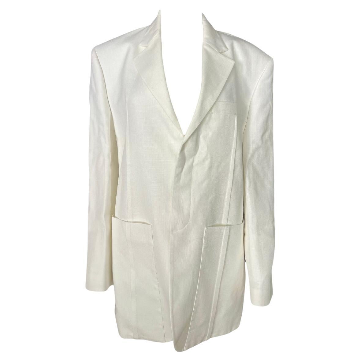 Jacquemus Le Coup De Soleil White Blazer Jacket, Size 38 For Sale