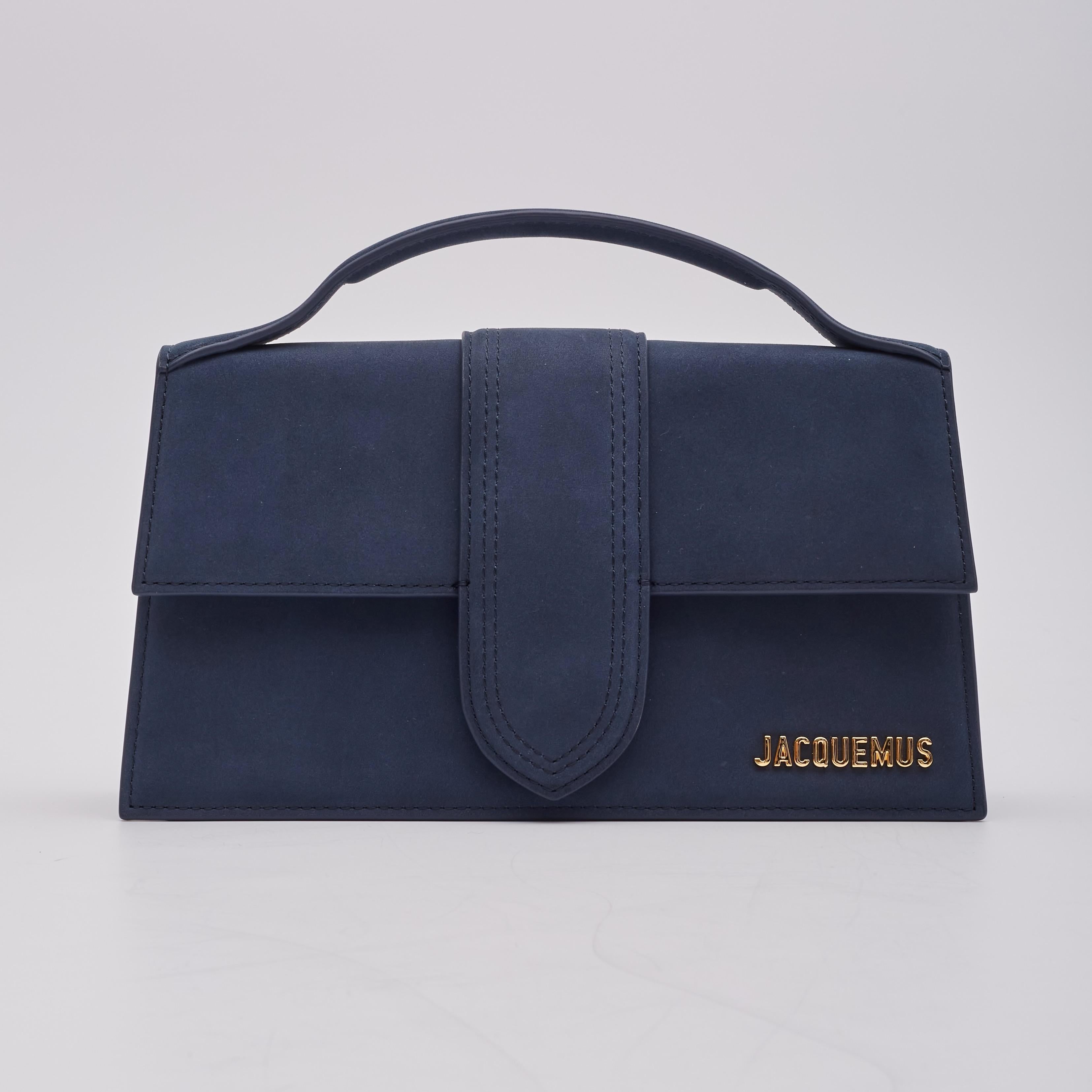 Jacquemus Le Grand Bambino Dark Navy Leather Shoulder Bag In Excellent Condition In Montreal, Quebec