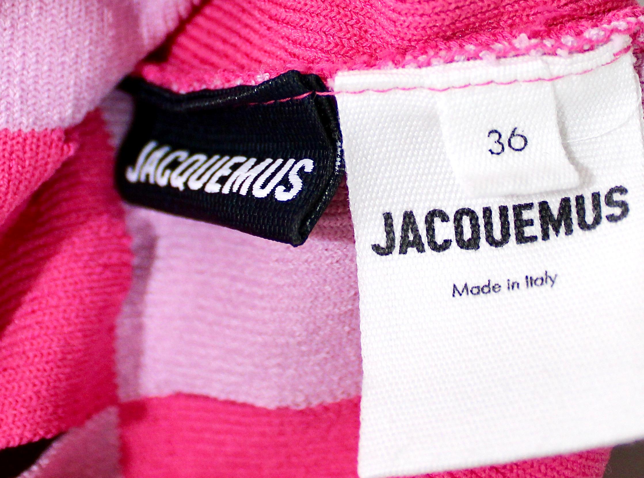 Jacquemus Le Maille Gelato - Crop Top in maglia a scacchi rosa in vendita 3