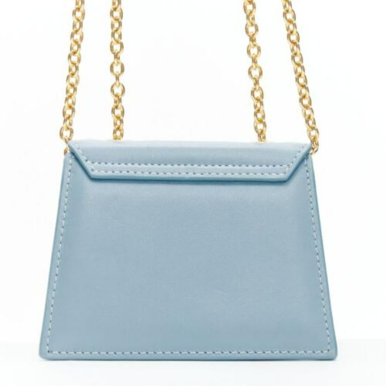 Women's JACQUEMUS Le Piccolo blue leather gold chain boxy 2-way crossbody micro bag