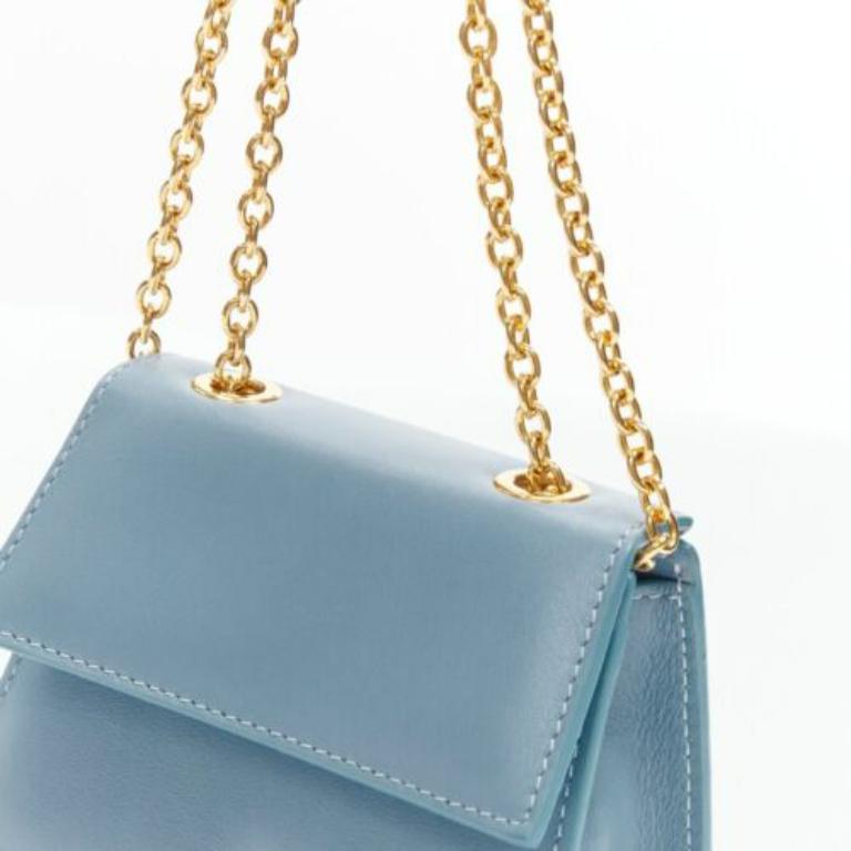 JACQUEMUS Le Piccolo blue leather gold chain boxy 2-way crossbody micro bag 3