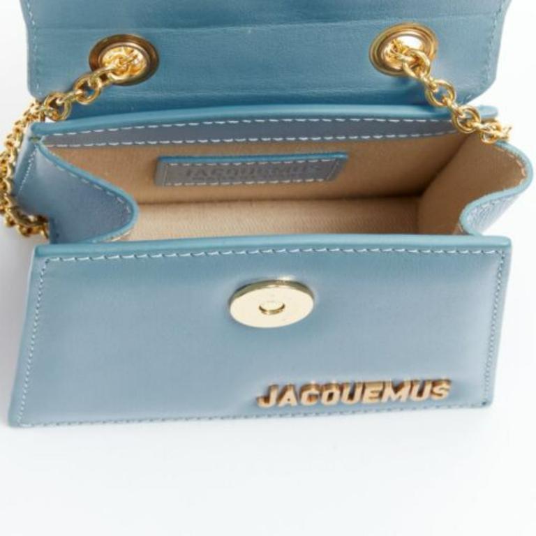 JACQUEMUS Le Piccolo blue leather gold chain boxy 2-way crossbody micro bag 4