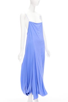 Jacquemus Le Souk 2018 Runway Nahil abito midi blu con orlo drappeggiato e spacco sulla gamba FR36 S