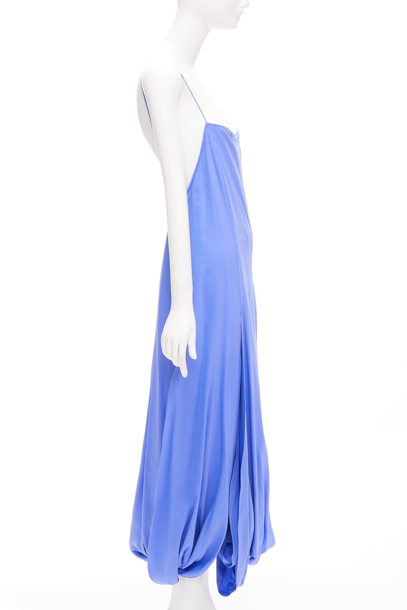 Blue JACQUEMUS Le Souk 2018 Runway Nahil blue leg slit draped hem midi dress FR36 S For Sale