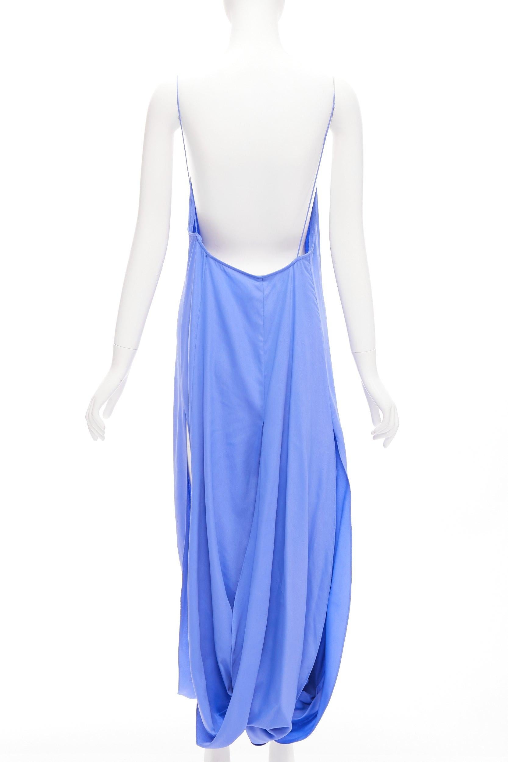 JACQUEMUS Le Souk 2018 Runway Nahil blue leg slit draped hem midi dress FR36 S In New Condition For Sale In Hong Kong, NT