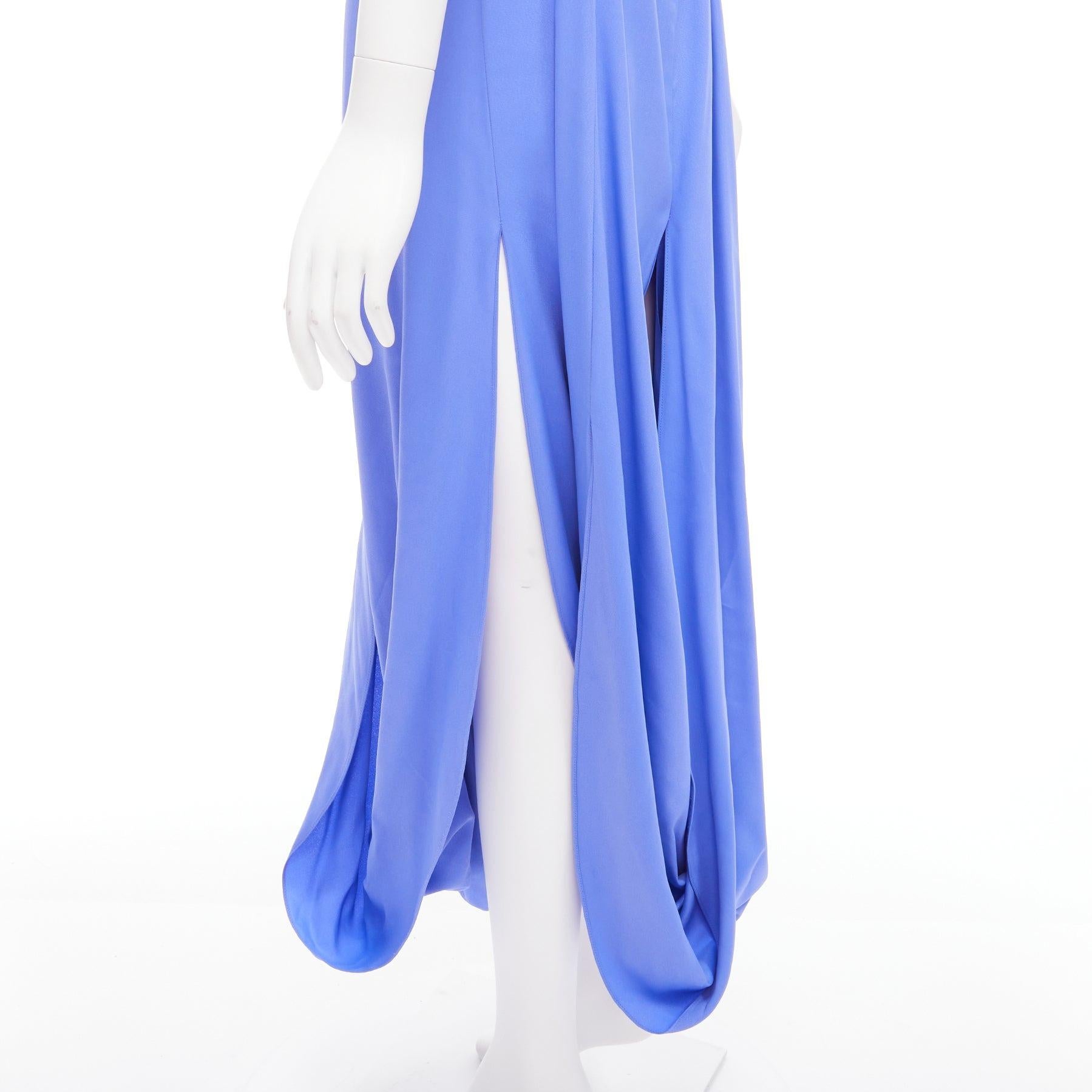 JACQUEMUS Le Souk 2018 Runway Nahil blue leg slit draped hem midi dress FR36 S For Sale 2