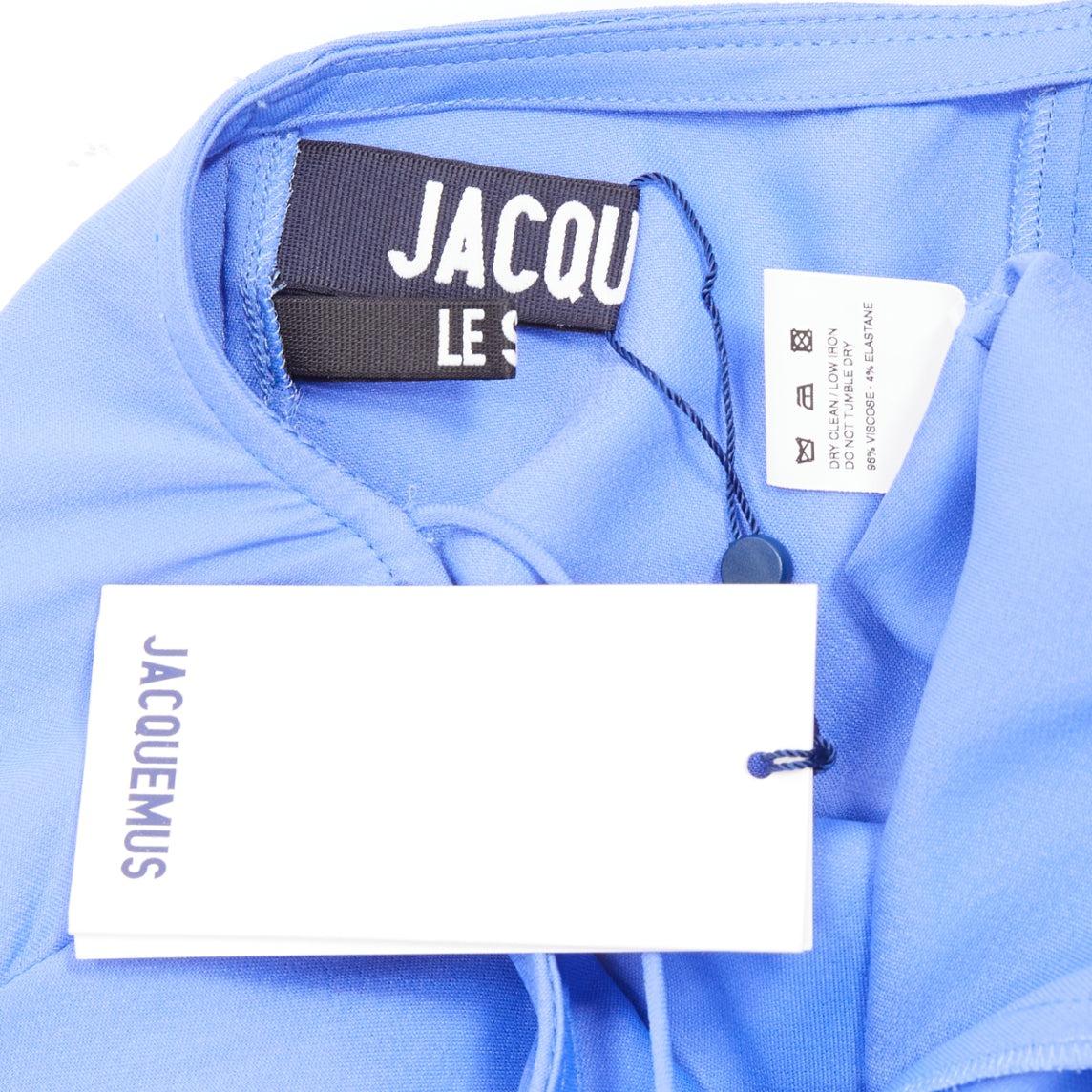 JACQUEMUS Le Souk 2018 Runway Nahil blue leg slit draped hem midi dress FR36 S For Sale 3