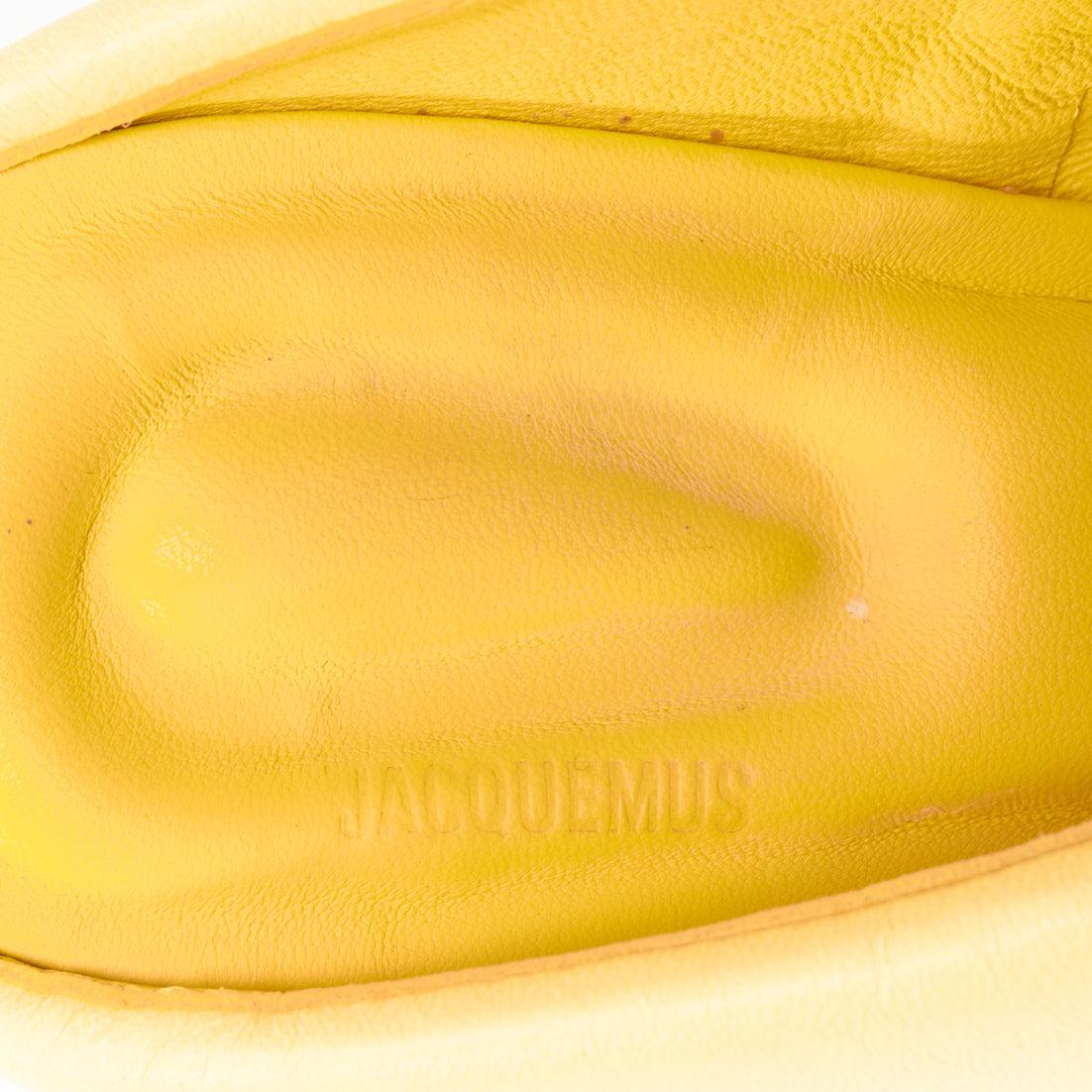 JACQUEMUS Les Mules Limone light yellow puffy lambskin thong mule heel EU36 For Sale 5