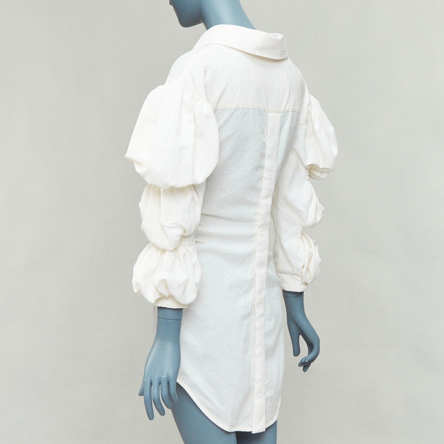 JACQUEMUS Les Robe Santon cream cotton puff sleeve mini dress FR34 XS 1