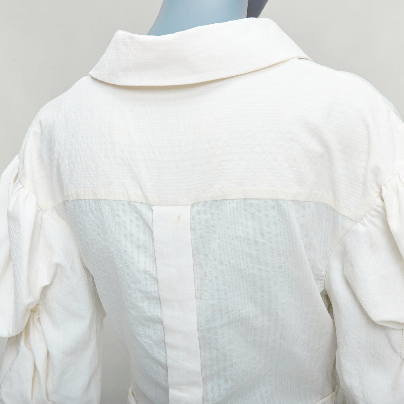 JACQUEMUS Les Robe Santon cream cotton puff sleeve mini dress FR34 XS 2