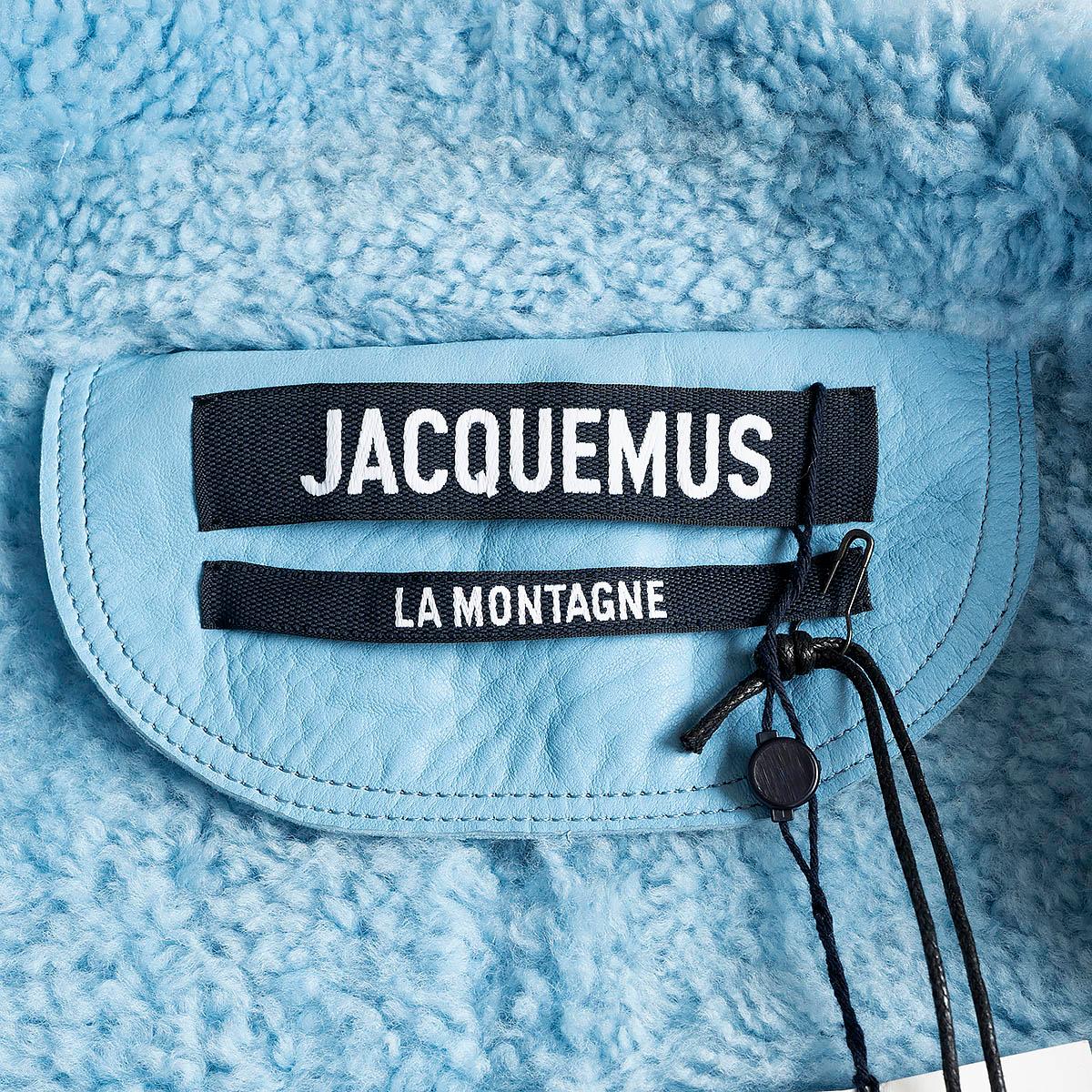 JACQUEMUS light blue 2021 PAIOU SHEARLING BIKER Jacket 34 XXS For Sale 2