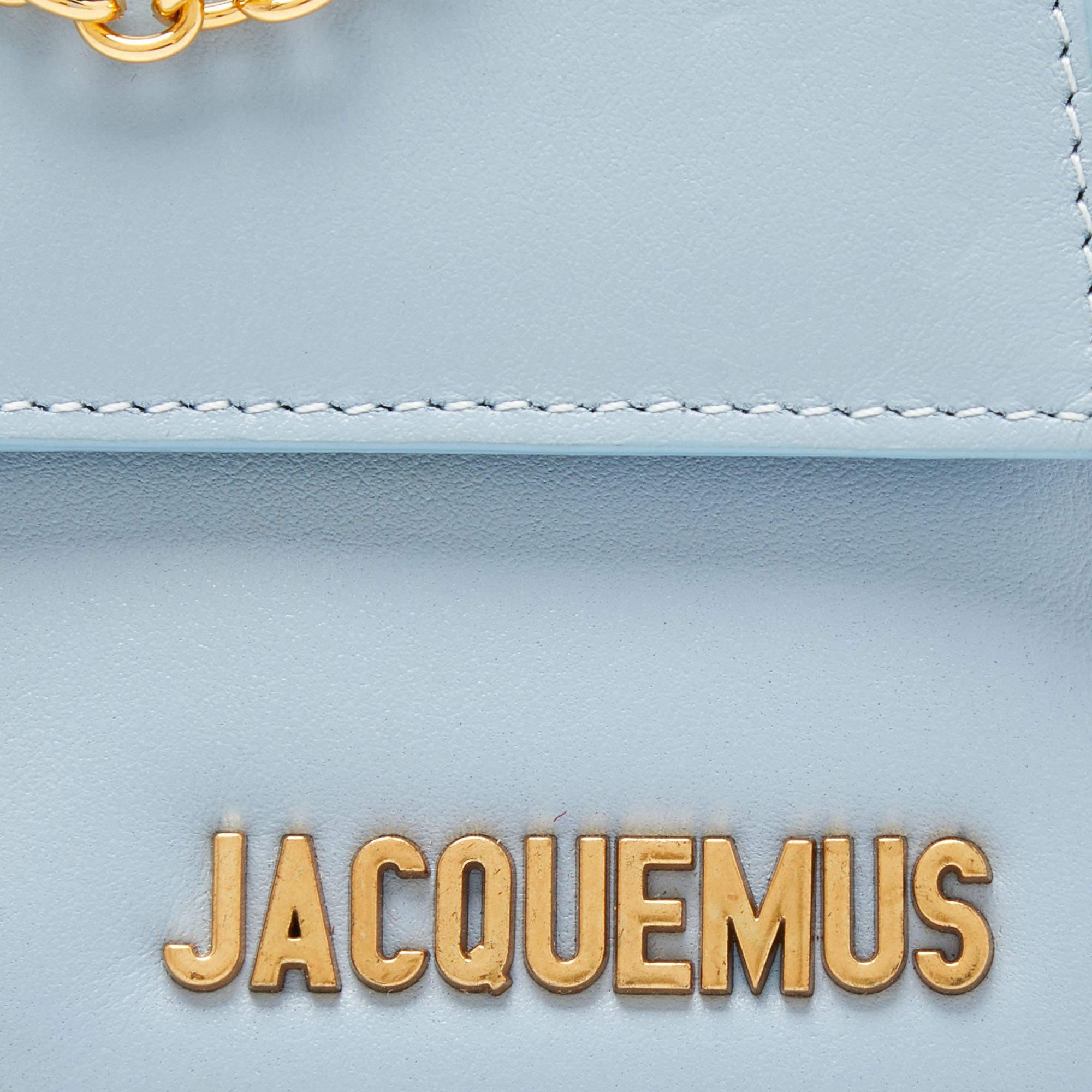 Women's Jacquemus Light Blue Leather Mini Le Piccolo Chain Bag