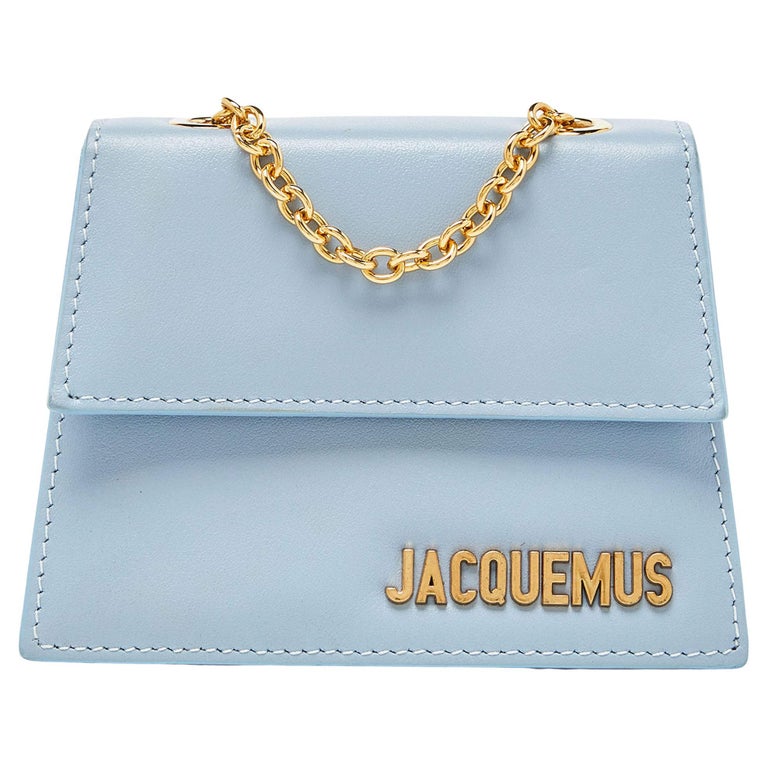 Jacquemus Light Blue Leather Mini Le Piccolo Chain Bag at 1stDibs