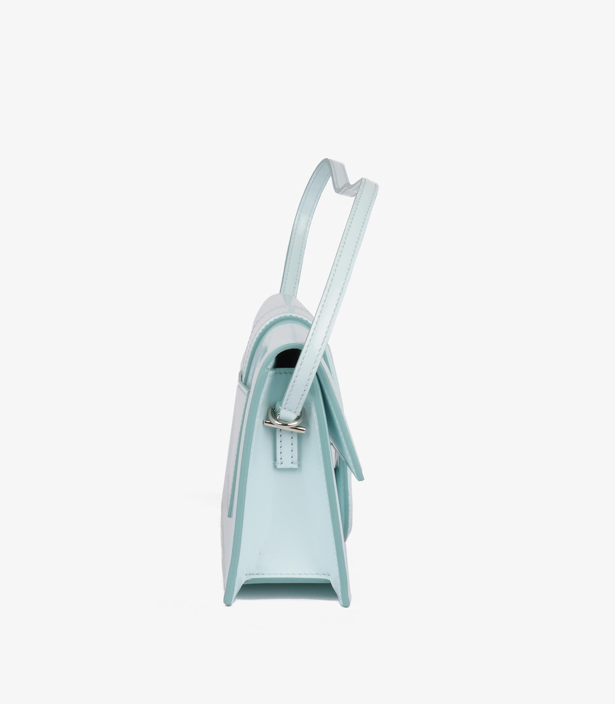 Donna Jacquemus Blu chiaro in pelle verniciata Le Bambino lungo in vendita