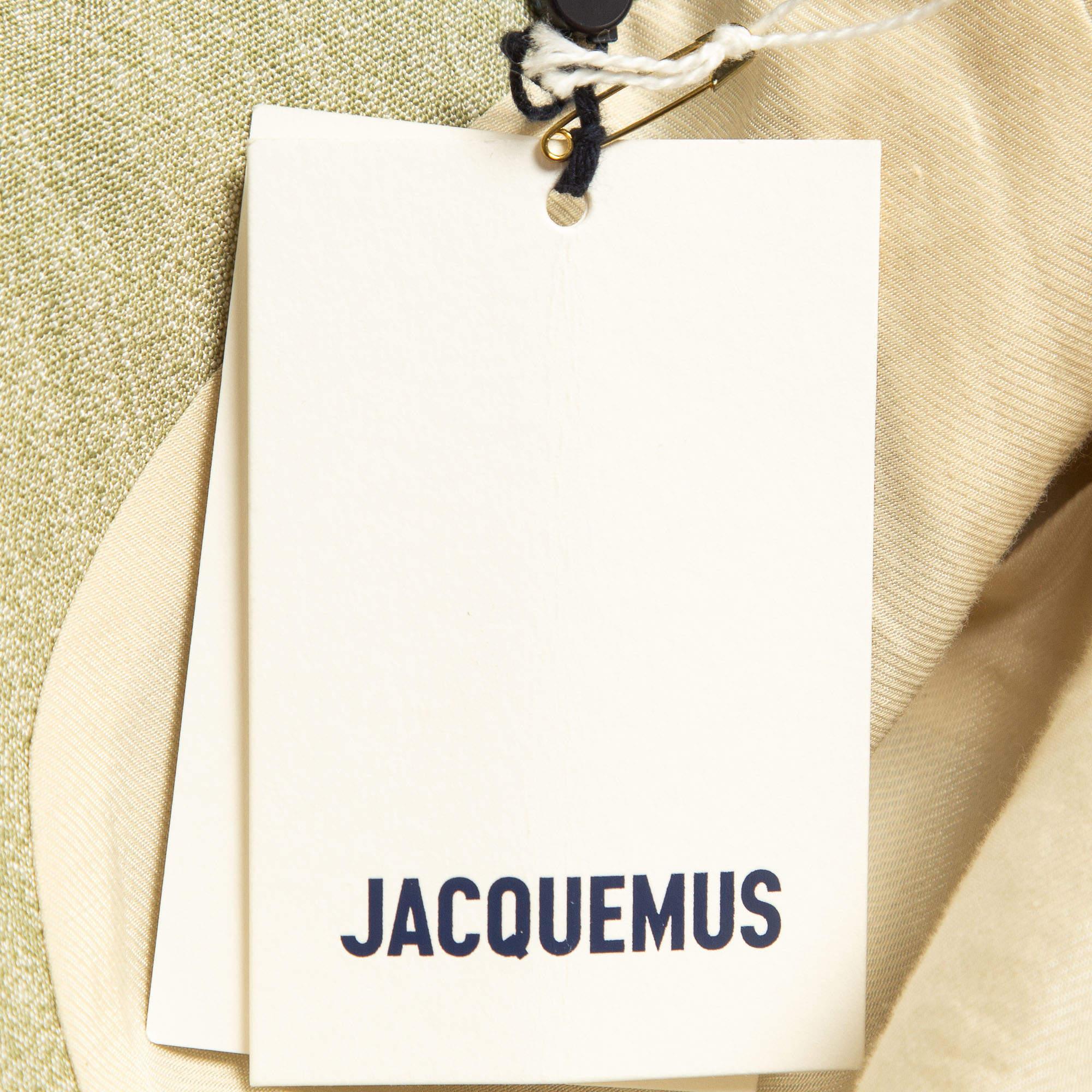 Women's Jacquemus Light Green Canvas Le Haut Azur Cropped Blazer S