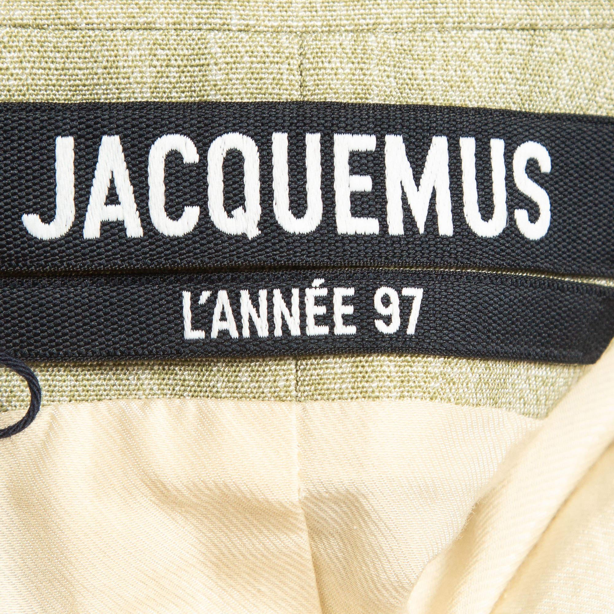 Jacquemus Light Green Canvas Le Haut Azur Cropped Blazer S 1
