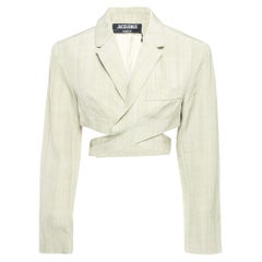 Jacquemus - Blazer croppato in tela verde chiaro Le Haut Azur S