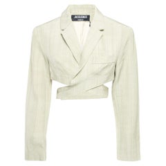 Jacquemus Hellgrüner Le Haut Azur Cropped Blazer aus Segeltuch S