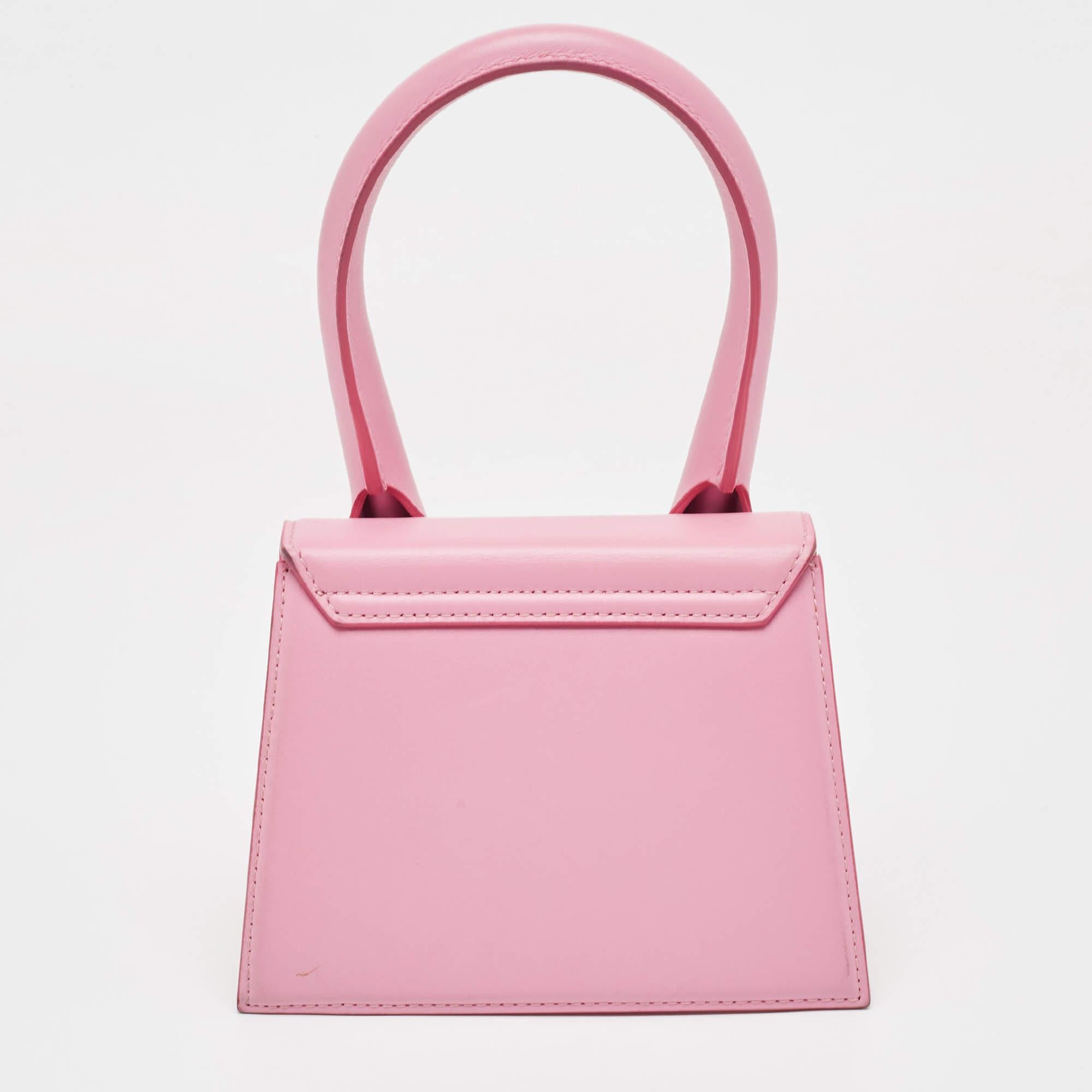 Jacquemus Light Pink Leather Le Chiquito Moyen Top Handle Bag 6