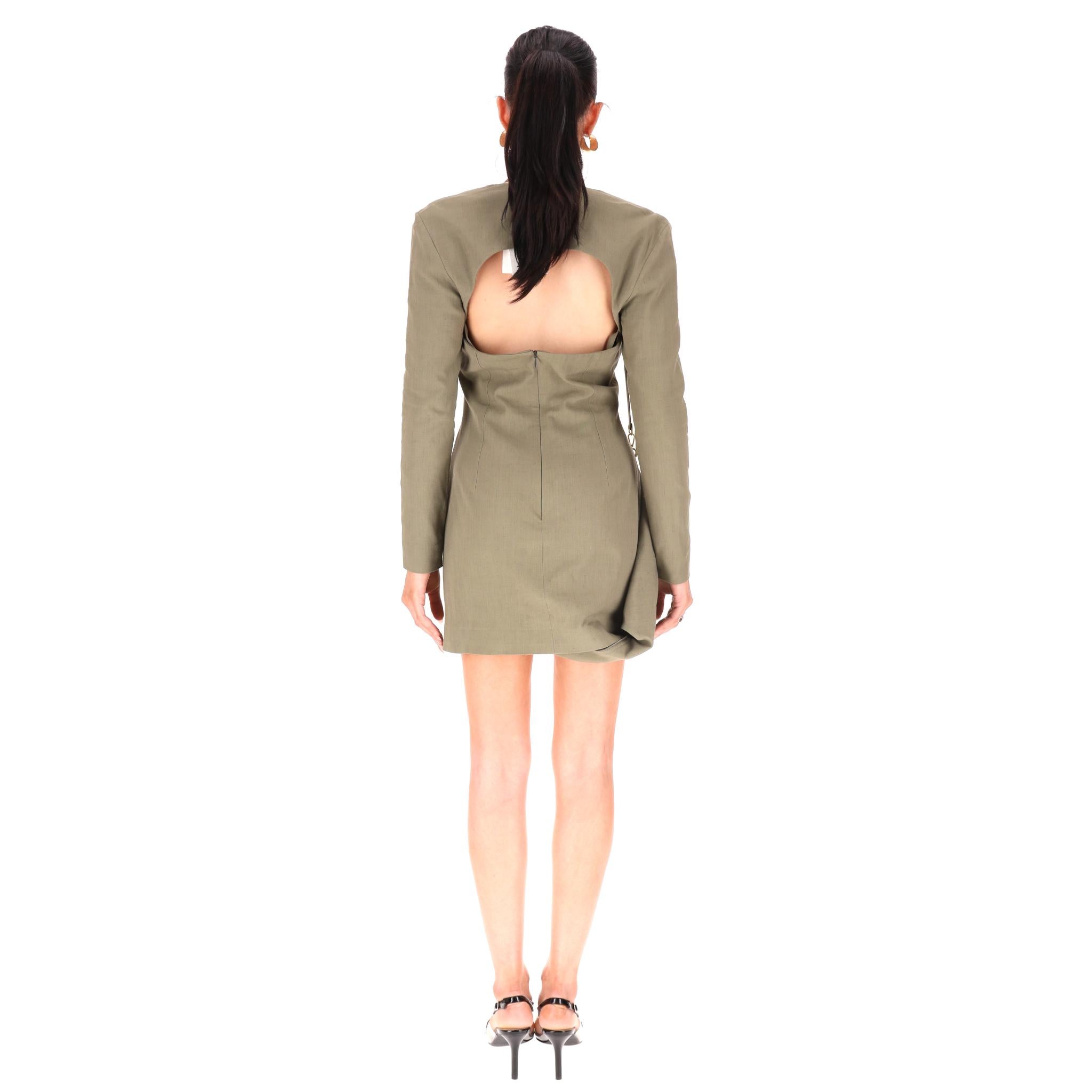 Minivestido drapeado en mezcla de lino y lona flameada de Jacquemus en Nuevo estado para la venta en London, GB