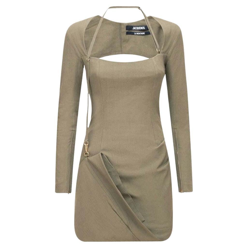 Minivestido drapeado en mezcla de lino y lona flameada de Jacquemus en venta