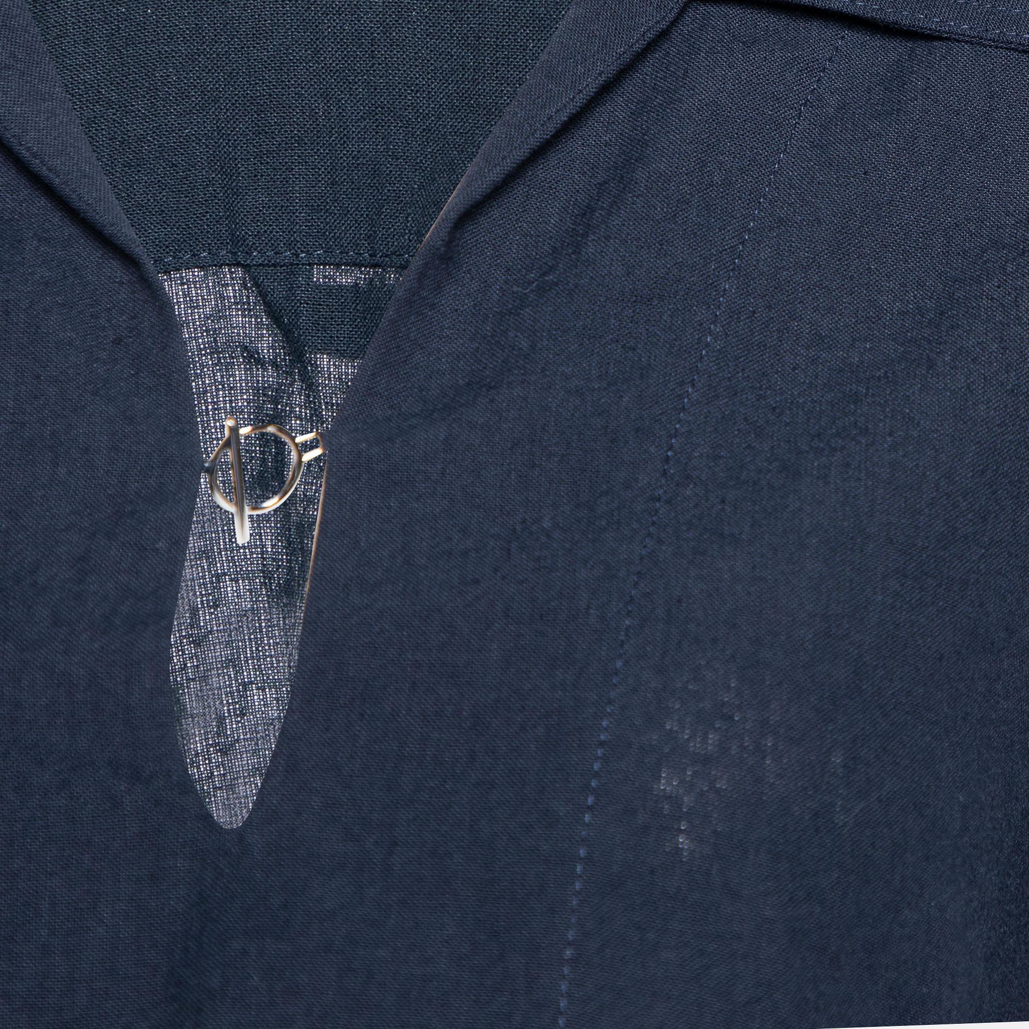 Black Jacquemus Navy Blue Linen & Cotton Le Haut Bebi Crop Top S For Sale