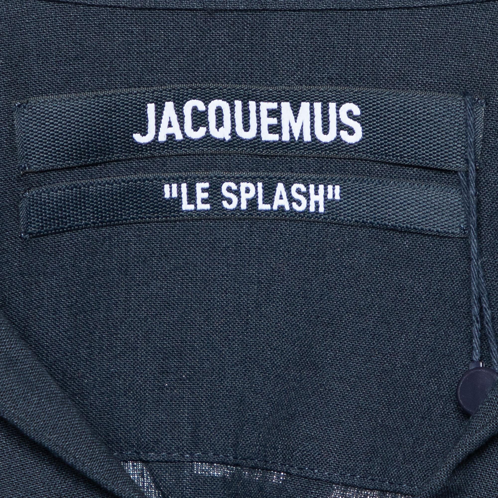Jacquemus Navy Blue Linen & Cotton Le Haut Bebi Crop Top S For Sale 1