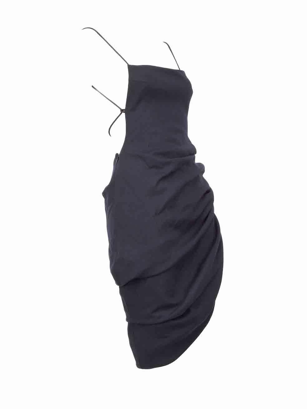 Black Jacquemus Navy Open Back Drape Detail Mini Dress Size S