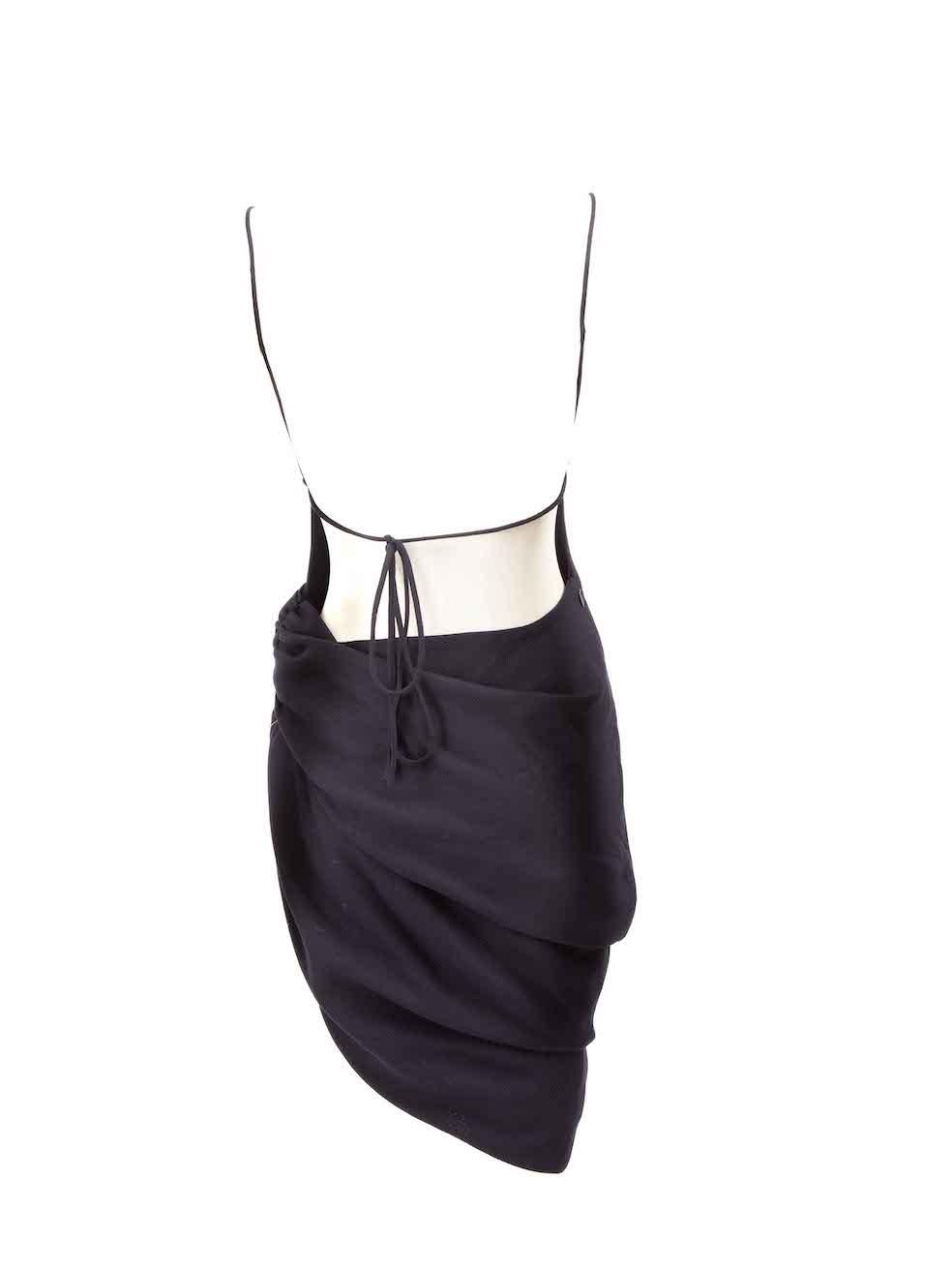 Jacquemus Navy Open Back Drape Detail Mini Dress Size S In Excellent Condition In London, GB