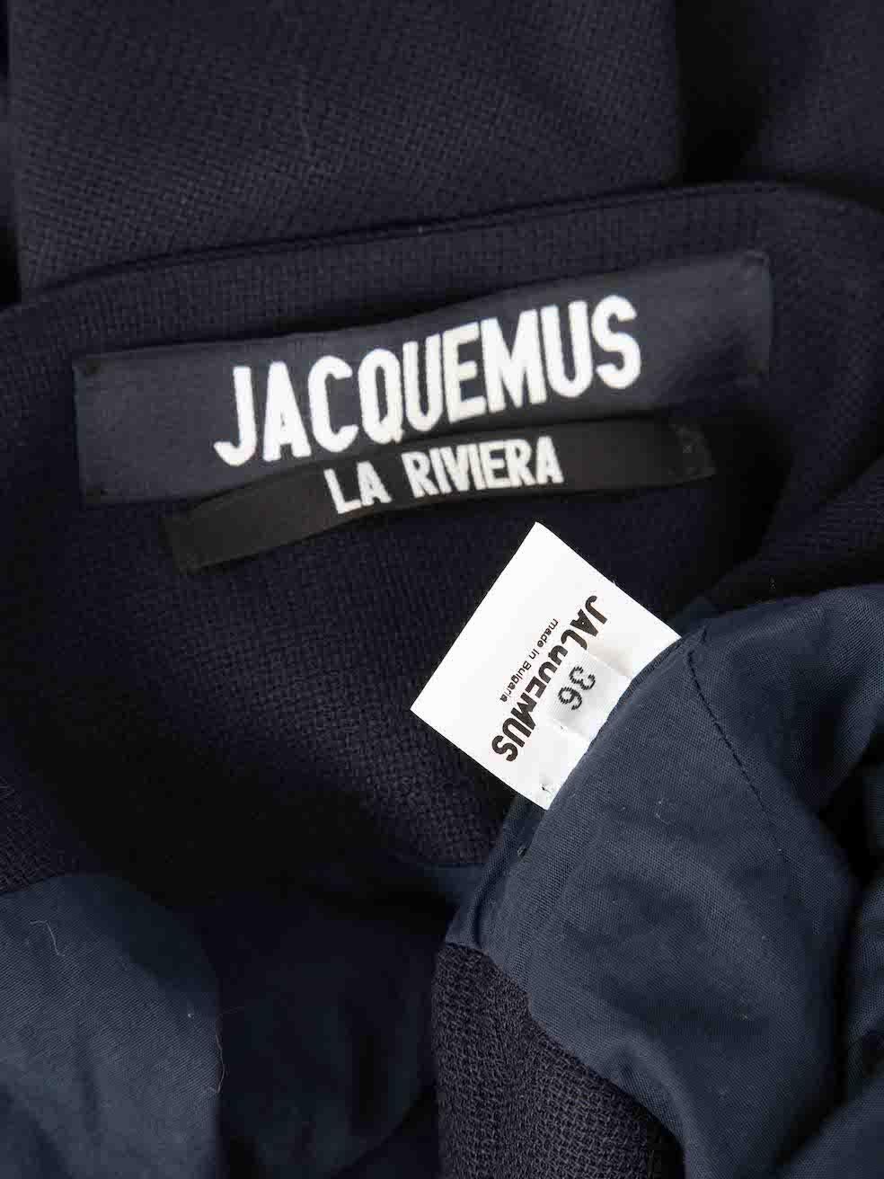 Women's Jacquemus Navy Open Back Drape Detail Mini Dress Size S