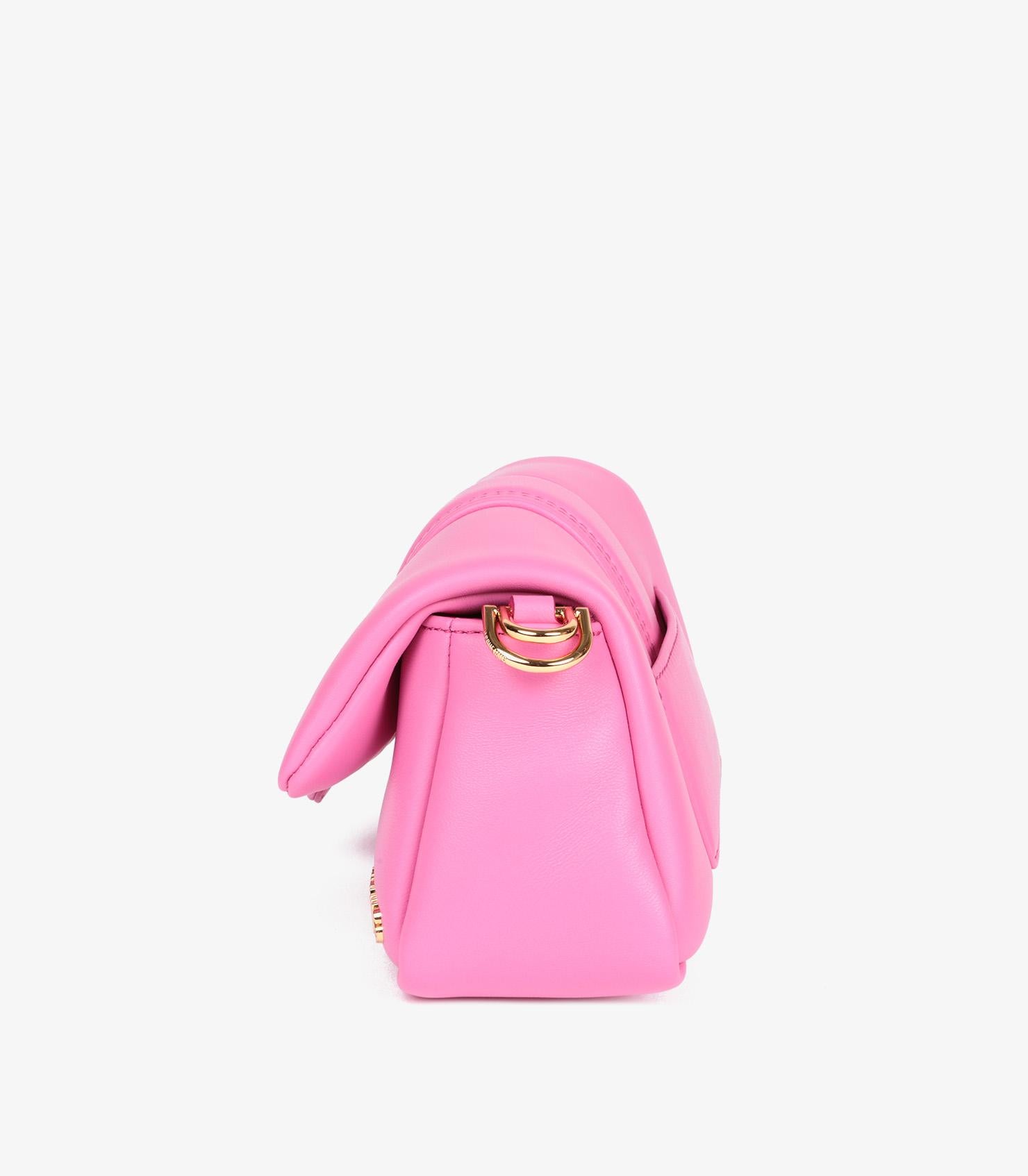 Jacquemus Neon Pink Lambskin Leather Le Petit Bambimou In Excellent Condition For Sale In Bishop's Stortford, Hertfordshire