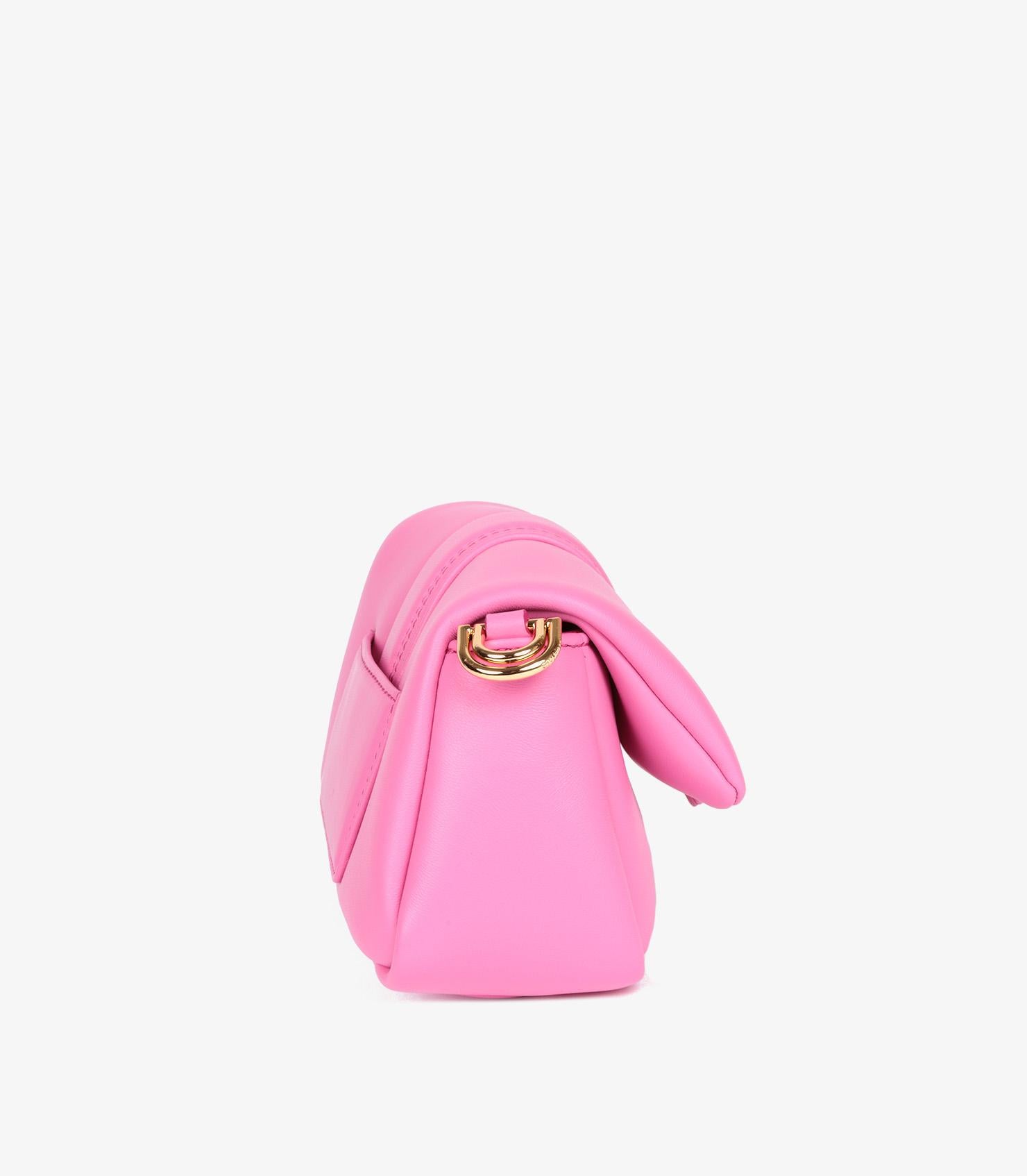 Women's or Men's Jacquemus Neon Pink Lambskin Leather Le Petit Bambimou For Sale