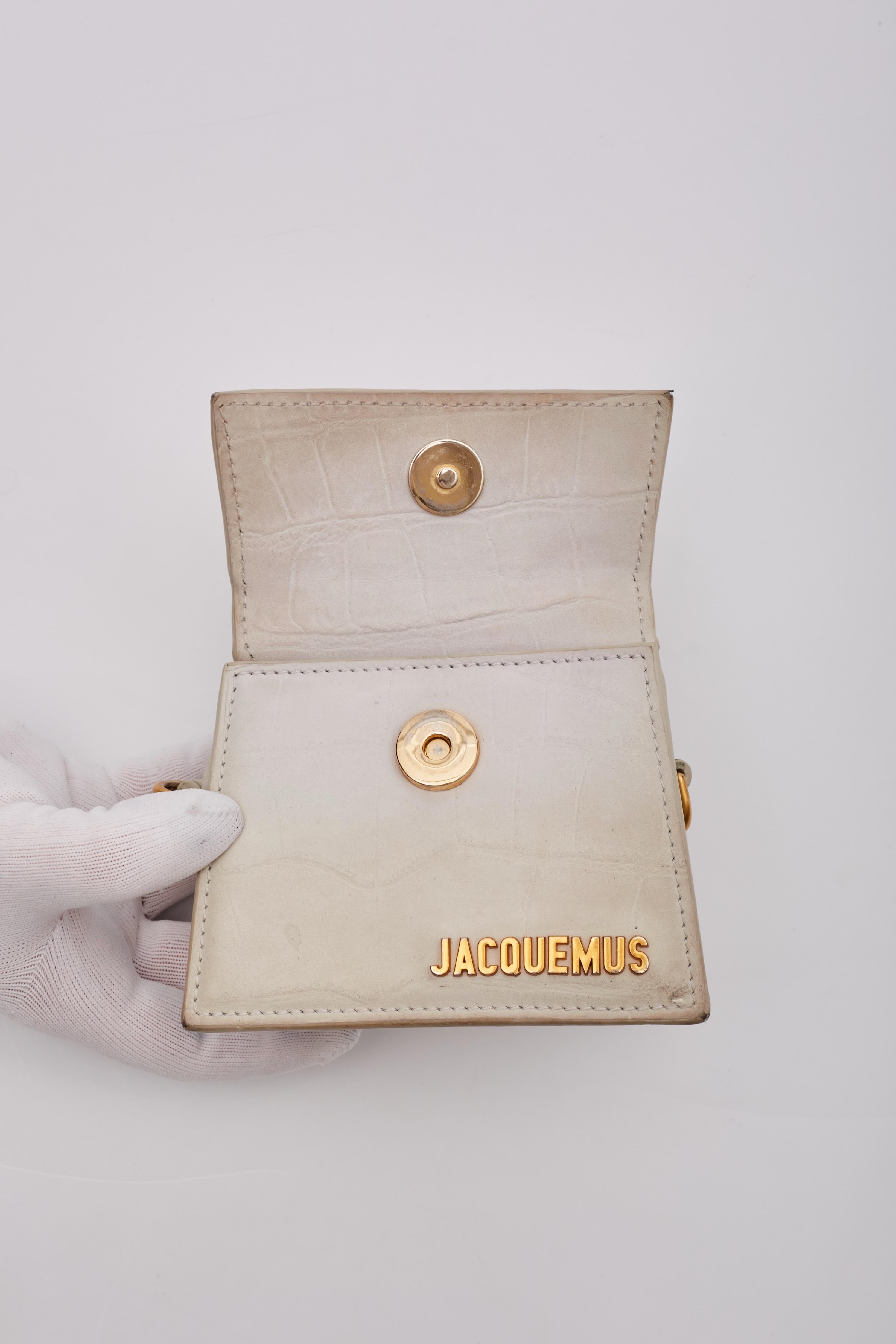 Jacquemus Off White Croc Mini Le Chiquito Clutch Bag For Sale 4