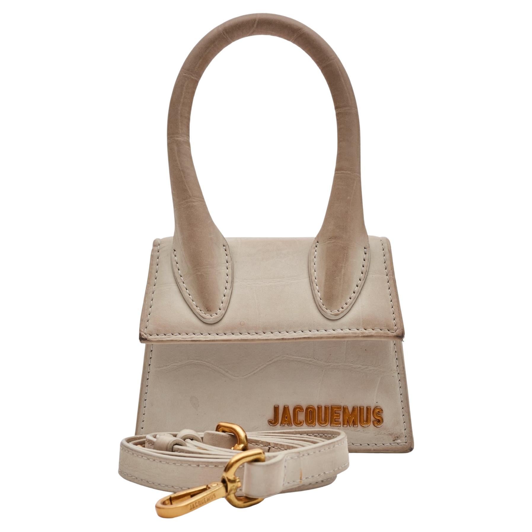 Jacquemus Off White Croc Mini Le Chiquito Clutch Bag For Sale