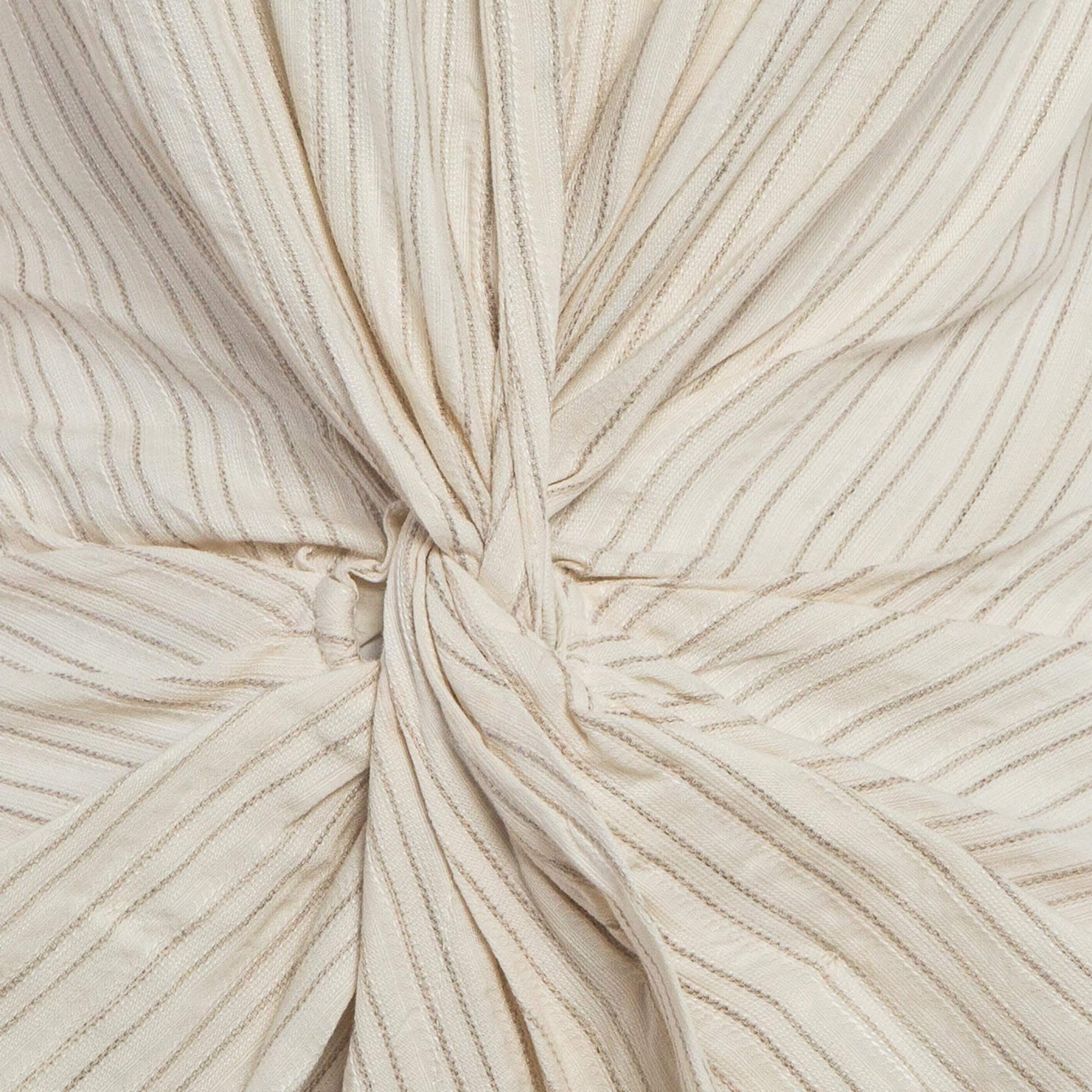 Beige Jacquemus Off-White Pinstripe Linen Blend La Bomba Dress S