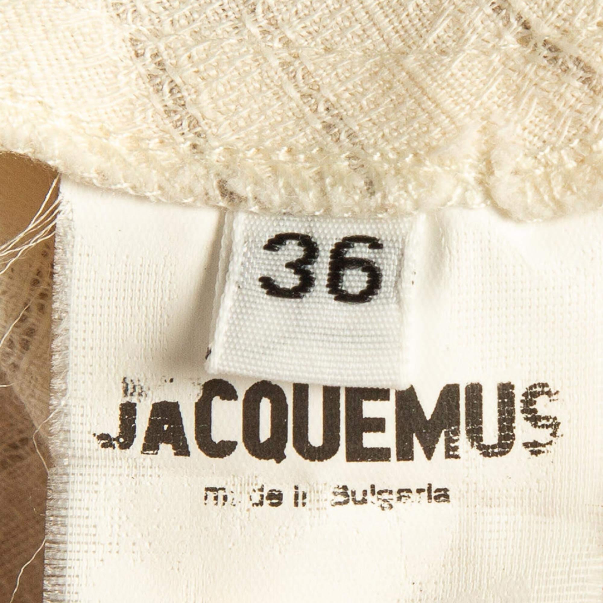 Women's Jacquemus Off-White Pinstripe Linen Blend La Bomba Dress S