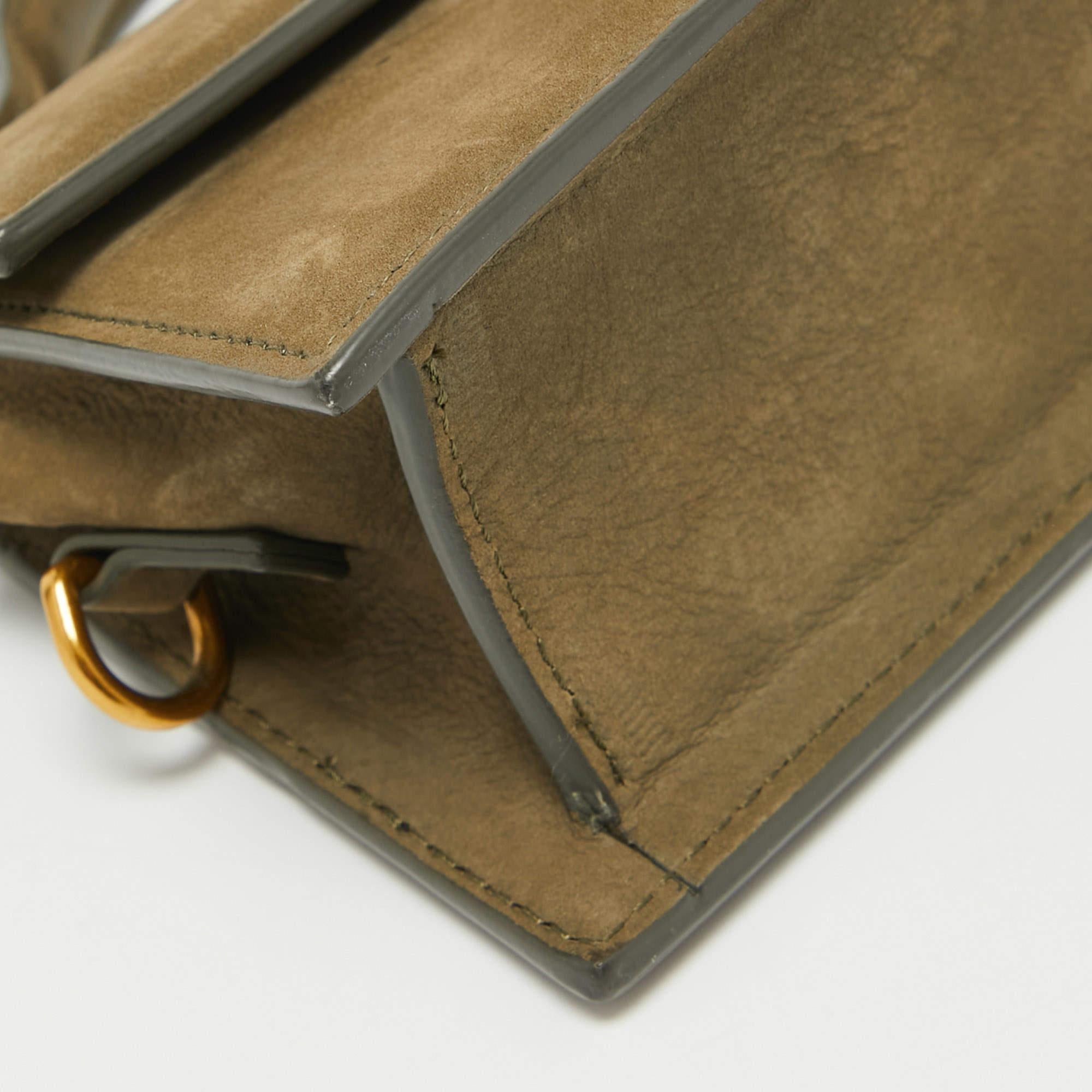 Jacquemus Olive Green Nubuck Leather Le Bambino Mini Top Handle Bag. In Good Condition In Dubai, Al Qouz 2