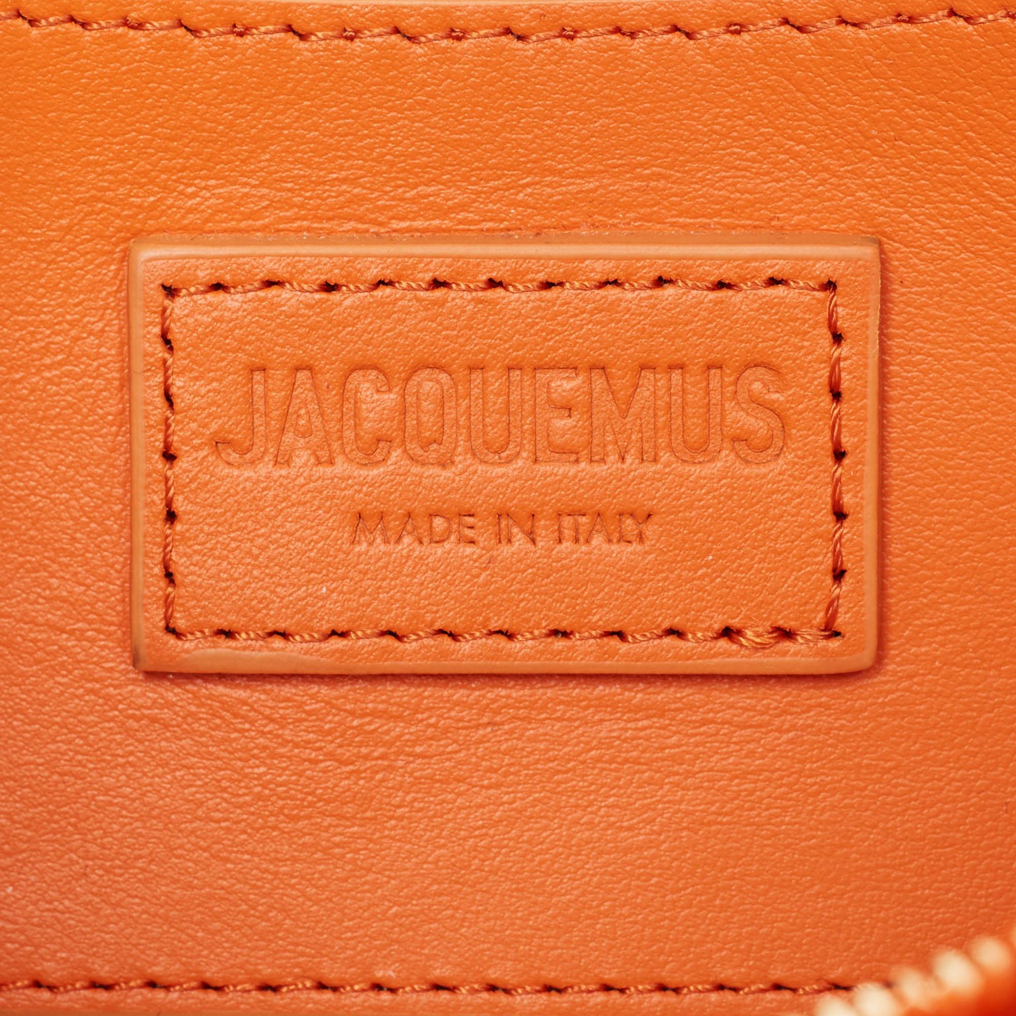 Jacquemus Orange Calf Hair and Leather Le Bisou Baguette Bag For Sale 6