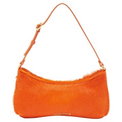 Jacquemus Orange Calf Hair and Leather Le Bisou Baguette Bag