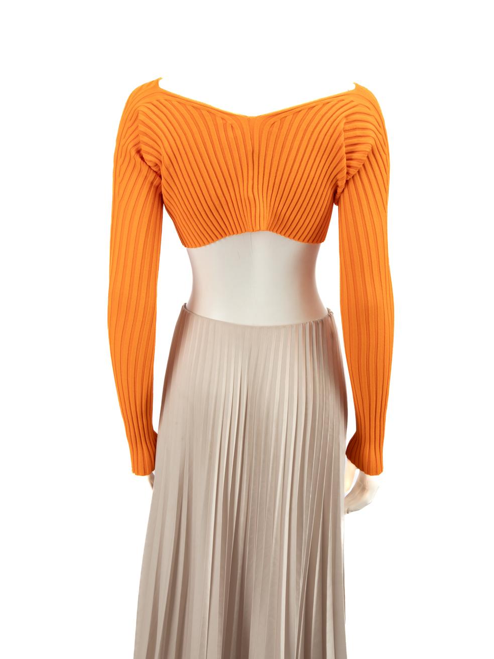 Beige Jacquemus Orange La Maille Pral√π Cropped Cardigan Size XS For Sale