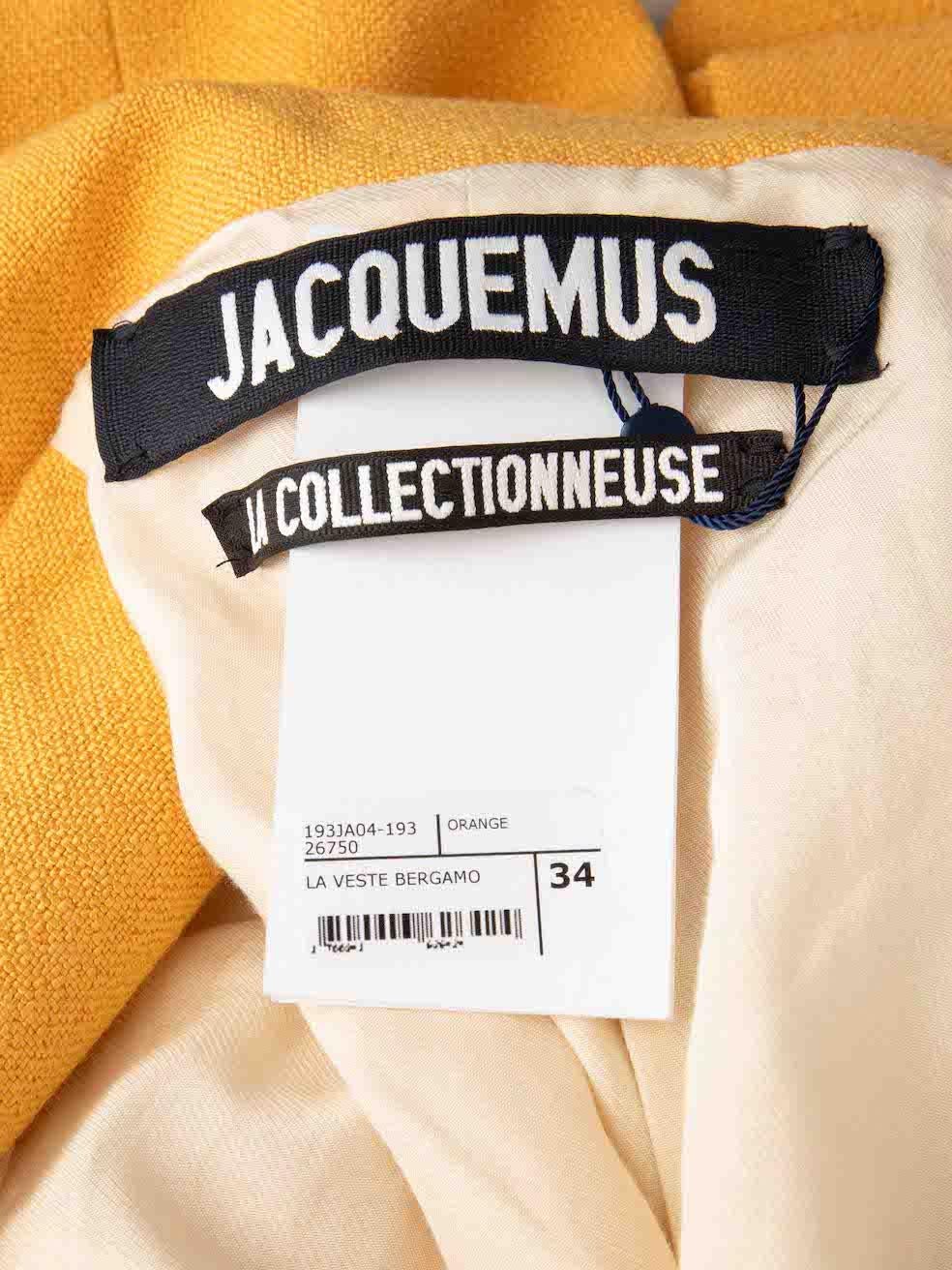 Women's Jacquemus Orange La Veste Bergamo Blazer Size XS For Sale