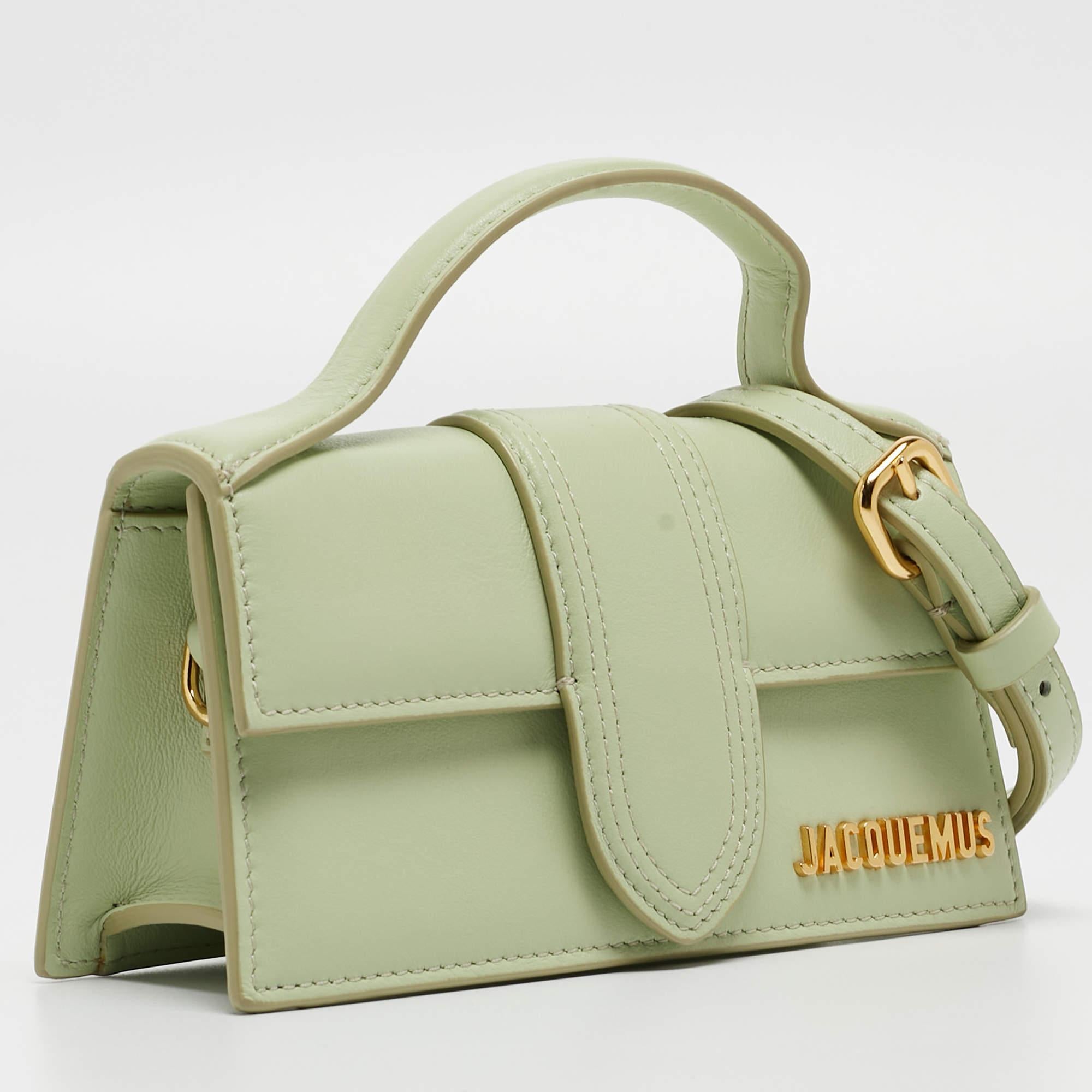 Jacquemus Pale Green Leather Le Bambino Mini Top Handle Bag. 2