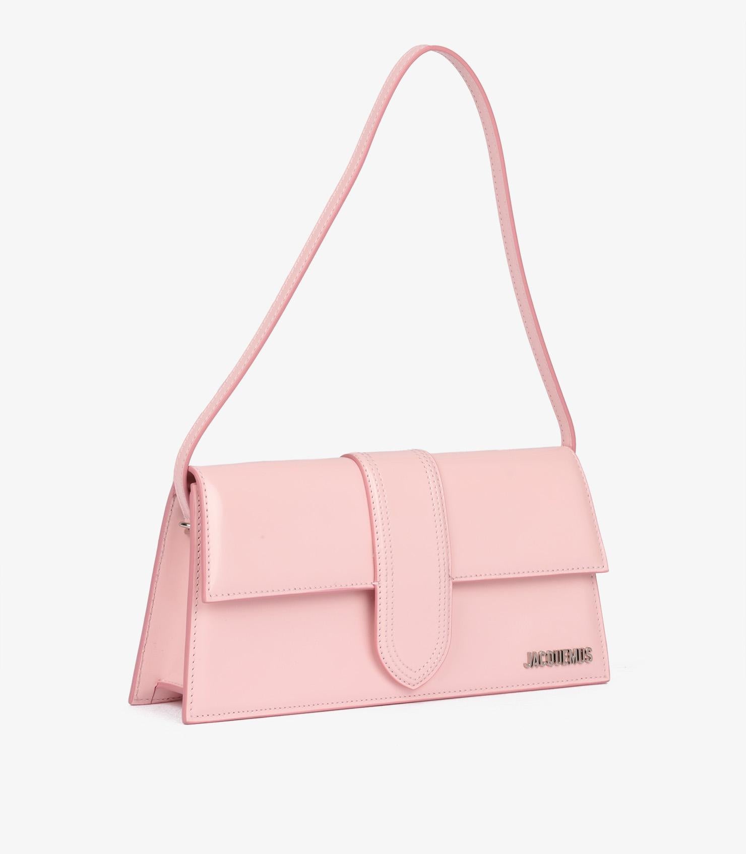 Orange Jacquemus Pale Pink Patent Leather Le Bambino Long For Sale