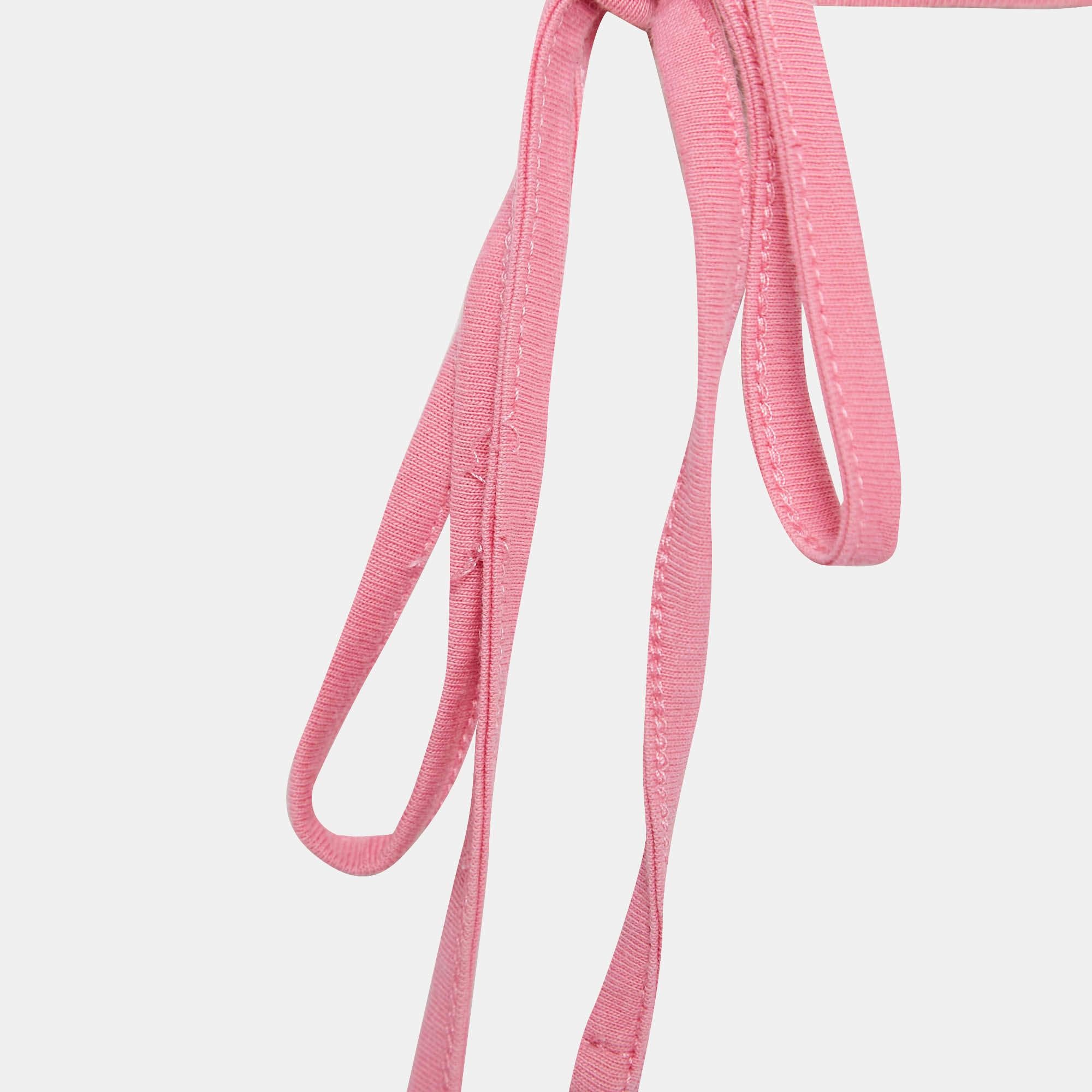 Jacquemus Pink Cotton Knit Underwired Lace-Up Baci Crop Top XS For Sale 1