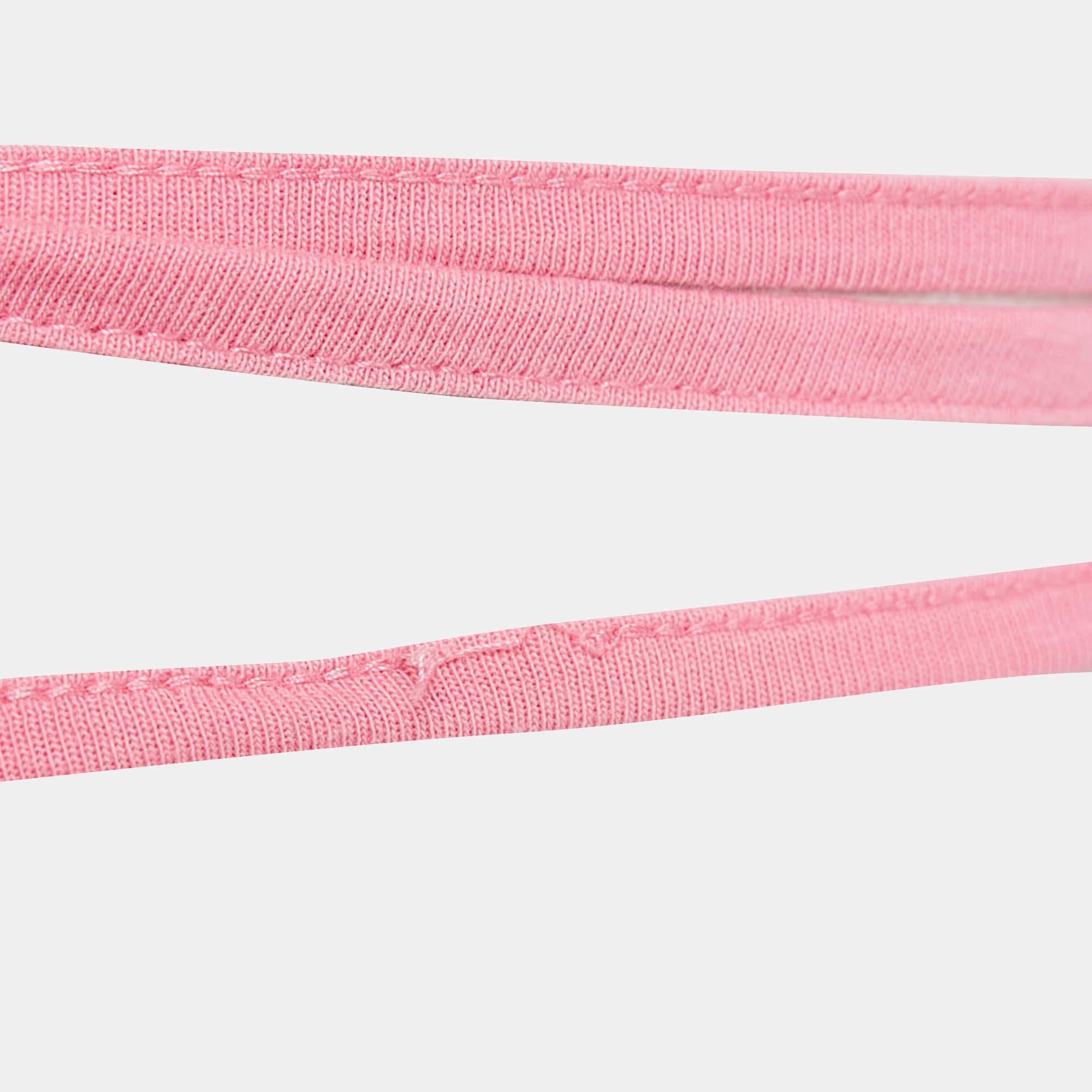 Jacquemus Pink Cotton Knit Underwired Lace-Up Baci Crop Top XS For Sale 2