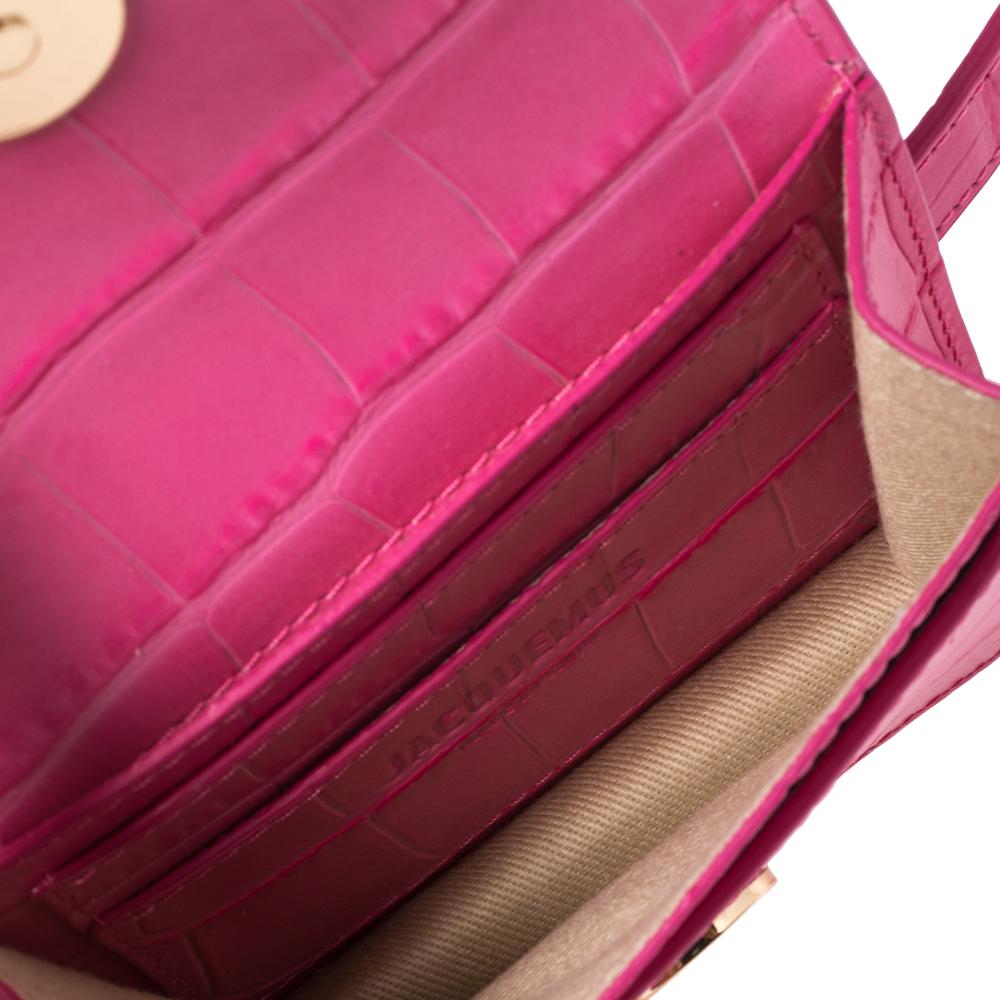 Jacquemus Pink Croc Embossed Leather La Riviera Double Tour Belt Bag 3