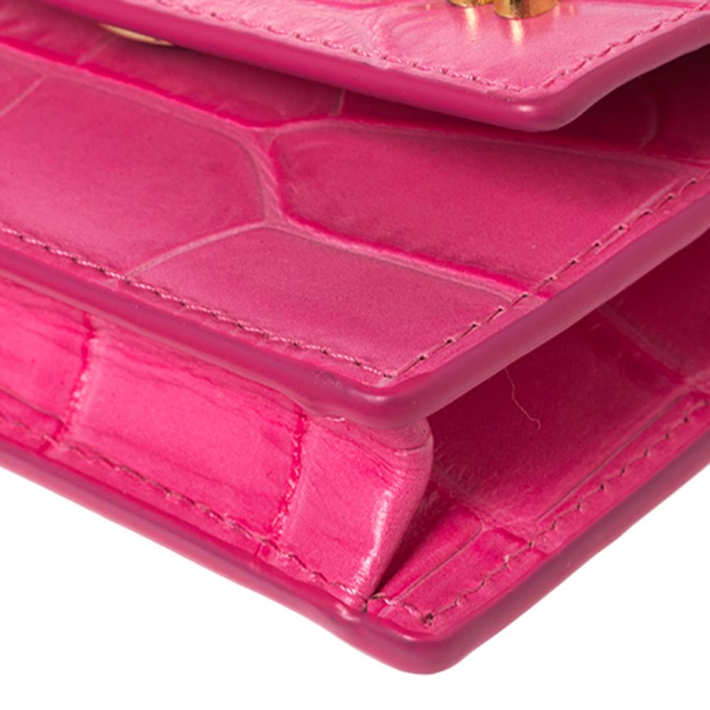 Jacquemus Pink Croc Embossed Leather La Riviera Double Tour Belt Bag 1